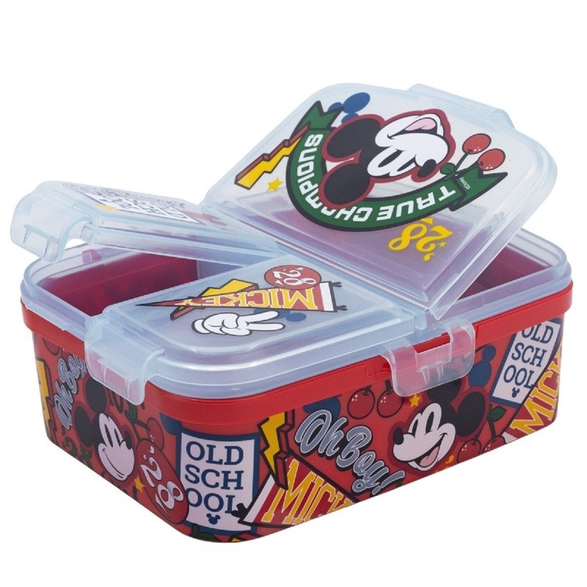 Stor Lunchbox Disney Mickey Mouse Brotdose XL Lunchbox 4 Fächern & tollem Design, (1x Brotdose), Brotdose