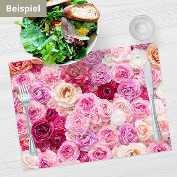 Platzset, Tischset Frühling, Ostern & Blumen - Pinkes Rosenmeer, Tischsetmacher, (aus Naturpapier in Aufbewahrungsmappe, 12-St., 44 x 32 cm / rosa), Made in Germany