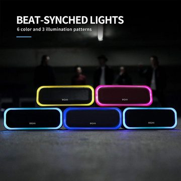 DOSS Stereo Bluetooth-Lautsprecher (Bluetooth, 20 W, 20W, Mehrfarbige Lichter, IPX6 Wasserdicht, 20h Akku, Stereokopplung)