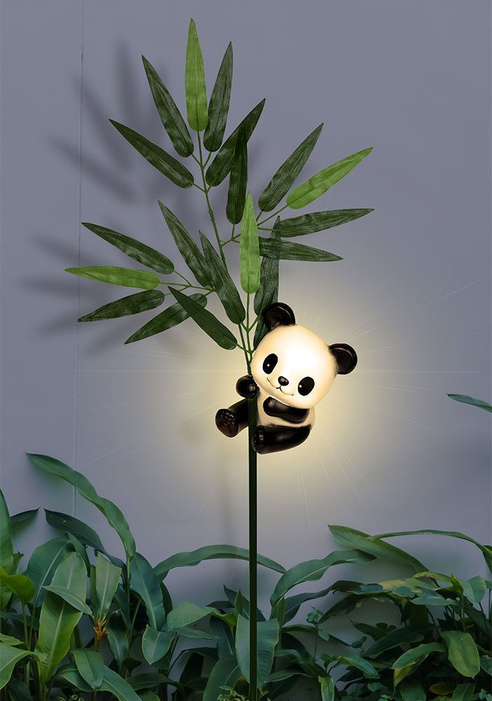 etc-shop LED Solarleuchte, LED-Leuchtmittel fest Panda Außenleuchte Solarleuchte verbaut, Solarlampe Außen Dekoleuchte Warmweiß, Aussen