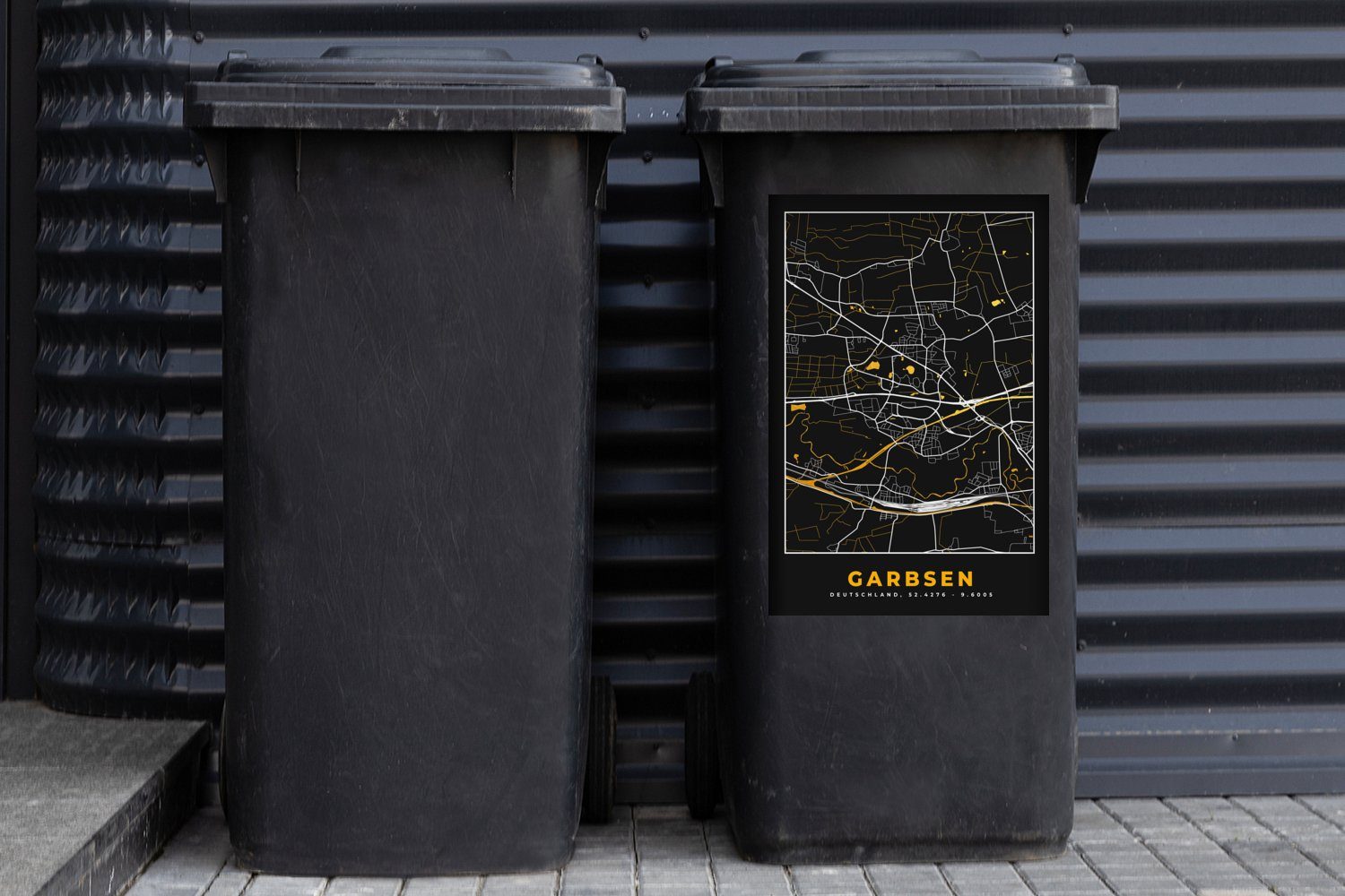 Sticker, Karte - Stadtplan Abfalbehälter (1 Wandsticker Gold Garbsen Mülleimer-aufkleber, - Deutschland St), - Mülltonne, - MuchoWow Container,