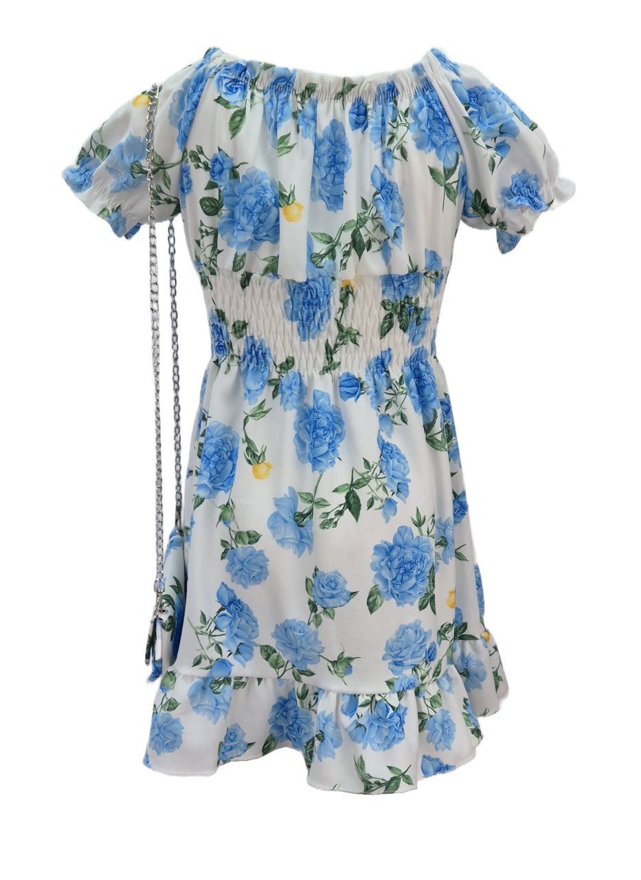 Girls Fashion Sommerkleid Kleid Sommerkleid mit Tasche, K9571e