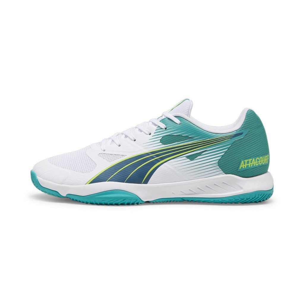 PUMA Hallen-Indoorschuhe Attacourt weiss/grün Herren Badmintonschuh