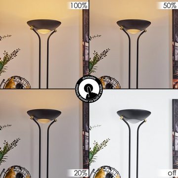 hofstein Stehlampe »Roppa« Stehlampe, Metall/Glas/Kunststoff, Schwarz/Messingfarben/Weiß, 3000 Kelvin, Bodenlampe m. An-/Ausschalter und Tastdimmer, 2040 Lumen