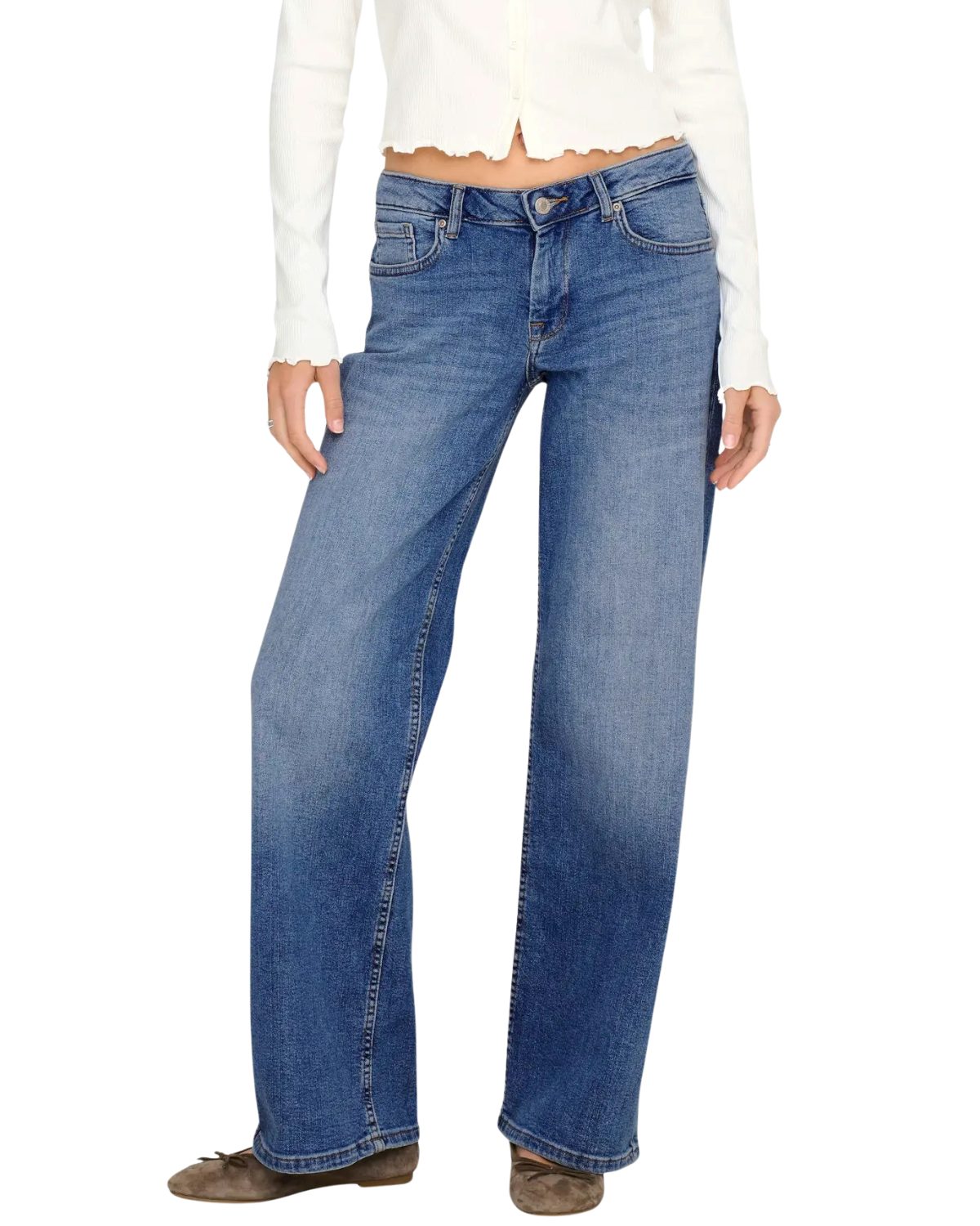 ONLY Bequeme Jeans Damen-Jeans im trendigen Wide-Leg-Style mit niedriger Leibhöhe