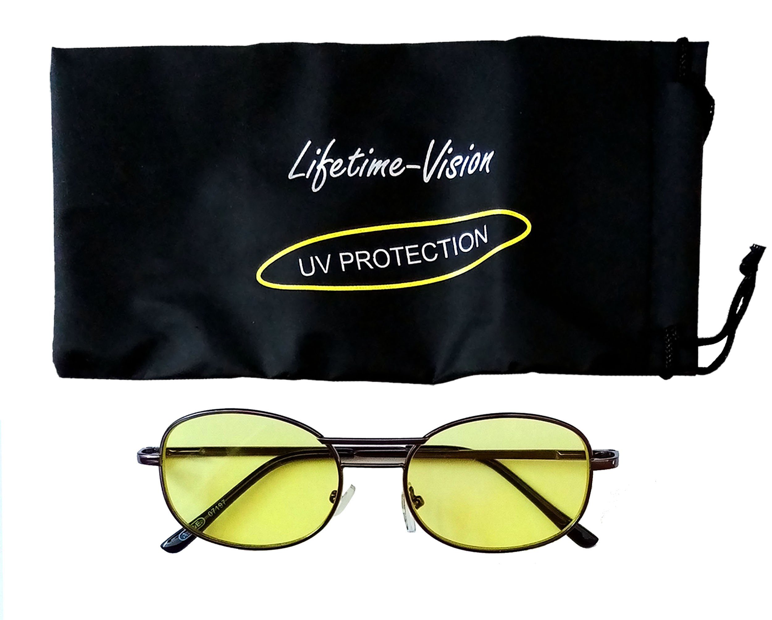 Dunlop Fahrradbrille NACHTSICHT BRILLE Nachtsichtbrille Nachtfahrbrille 78 (aus Metall), Beutel Auto Kontrastbrille UV-Protection blendfreie Linsen Kontrast