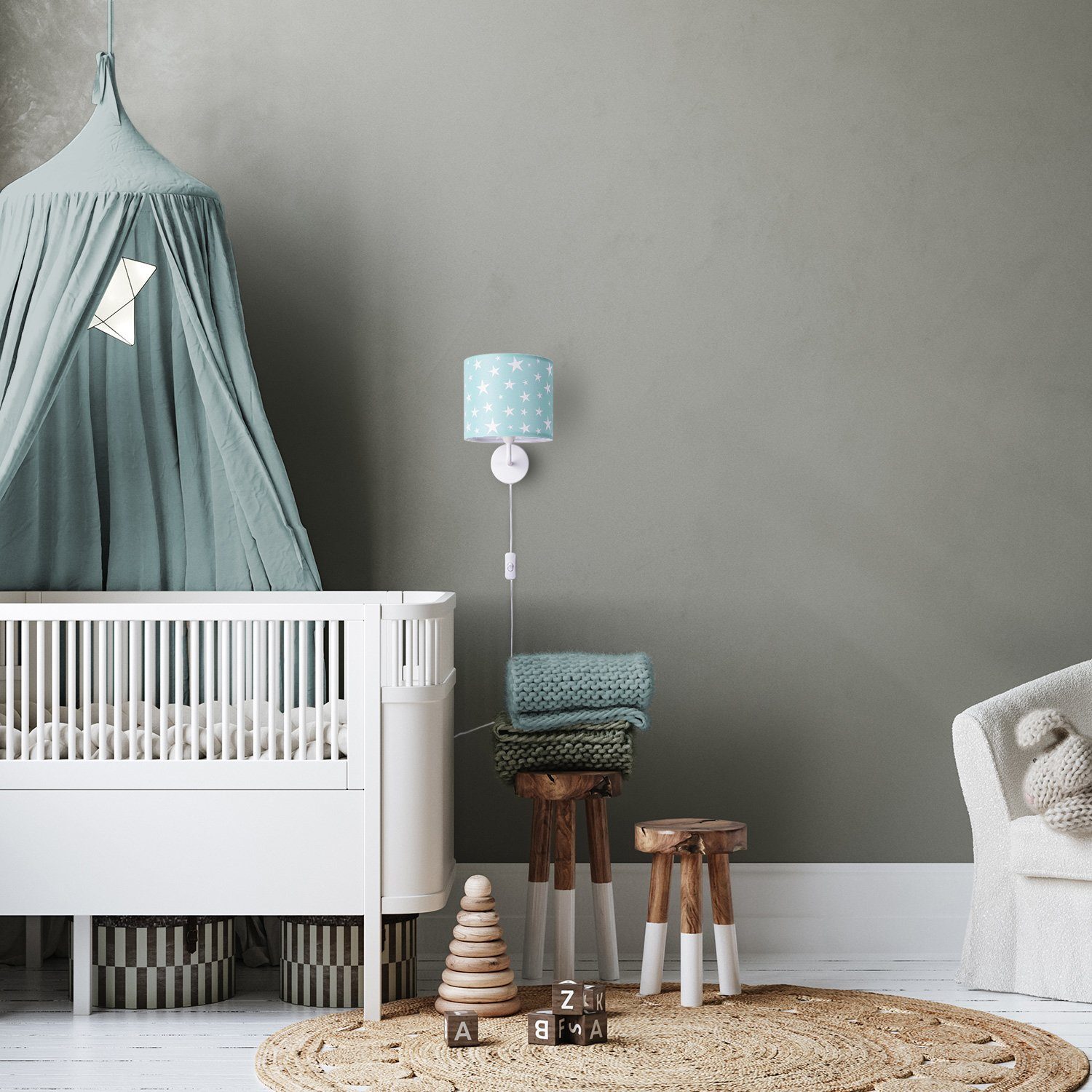 Kinderzimmer Leuchtmittel, 315, Lampe E14 Capri 3m Sterne Wandleuchte Babyzimmer Home ohne âˆ…18cm Paco Kabellänge