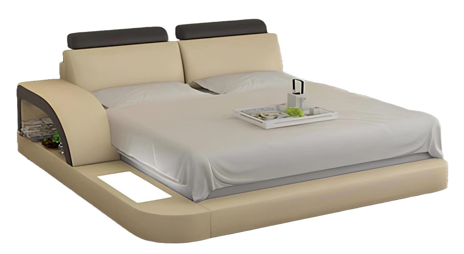 Xlmoebel, Wasserbett Luxuriöses Lederbett mit USB-Anschluss und elegantem Design, (Wasserbett LB8808), Hergestellt in Europa