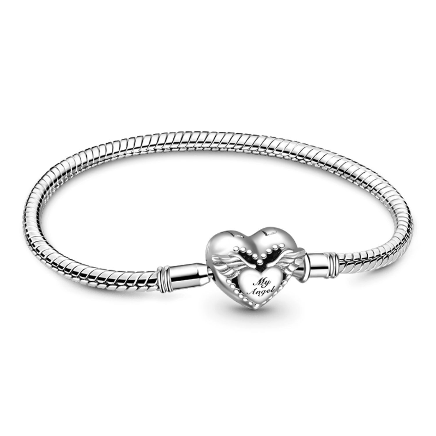 Gnoce Perlenarmband Gnoce Armband Herz mit Flügeln GNB070-17 Stahl/Silber