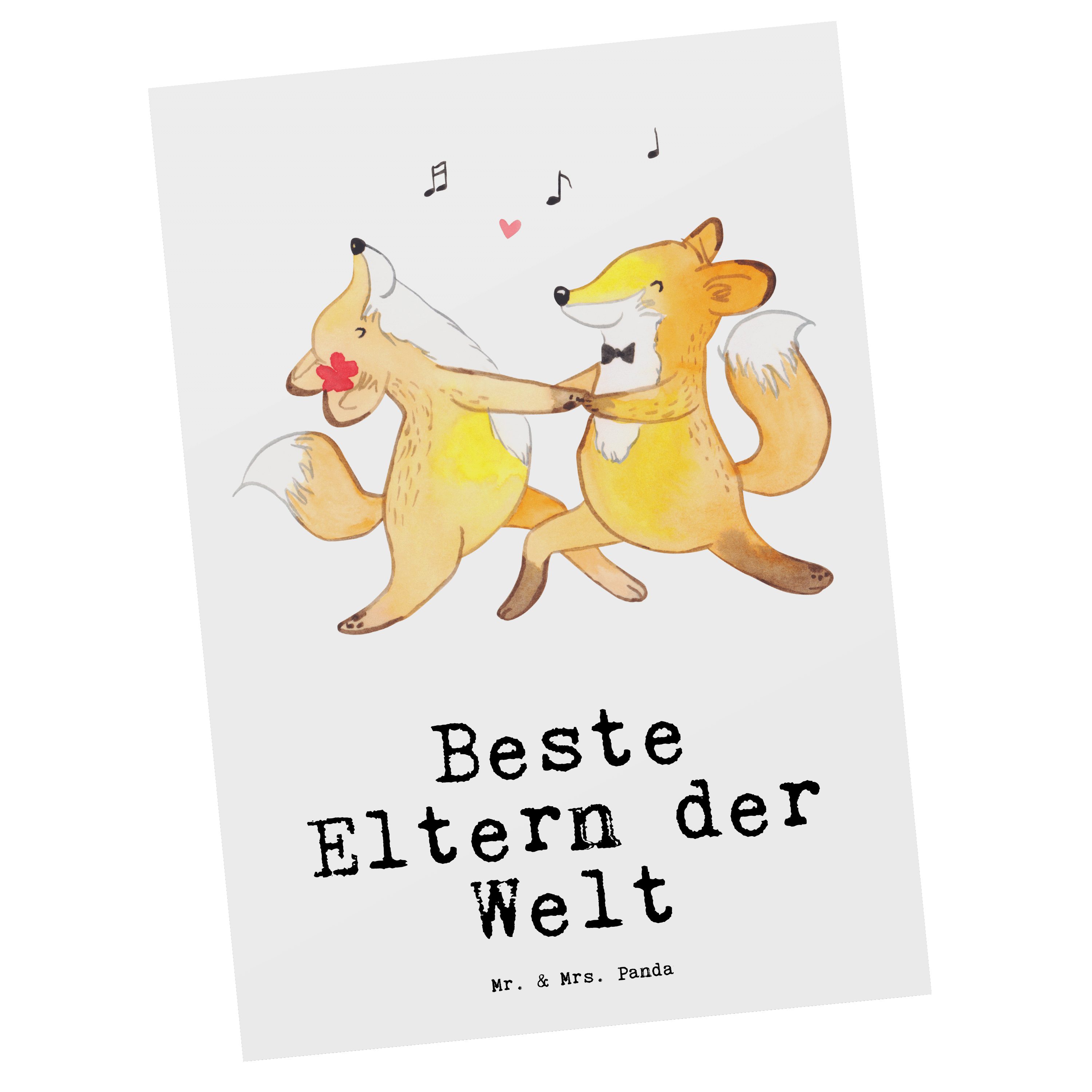 Mr. & Mrs. Panda Postkarte Fuchs Beste Eltern der Welt - Weiß - Geschenk, Ansichtskarte, Mama, M