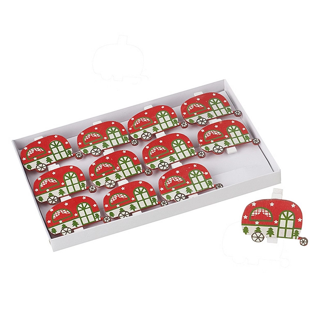Heaven Sends Weihnachtsbaumklammer Wäscheklammer - Mini-Klammer - Deko-Klammer/Bastelklammer CAMPER (12-tlg)