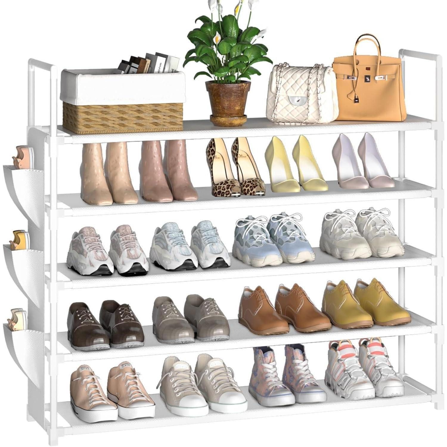 LuxusKollektion Schuhregal Schuhregal 5 Ebenen Schuhorganizer 20 Paar Weiß 5 Tier