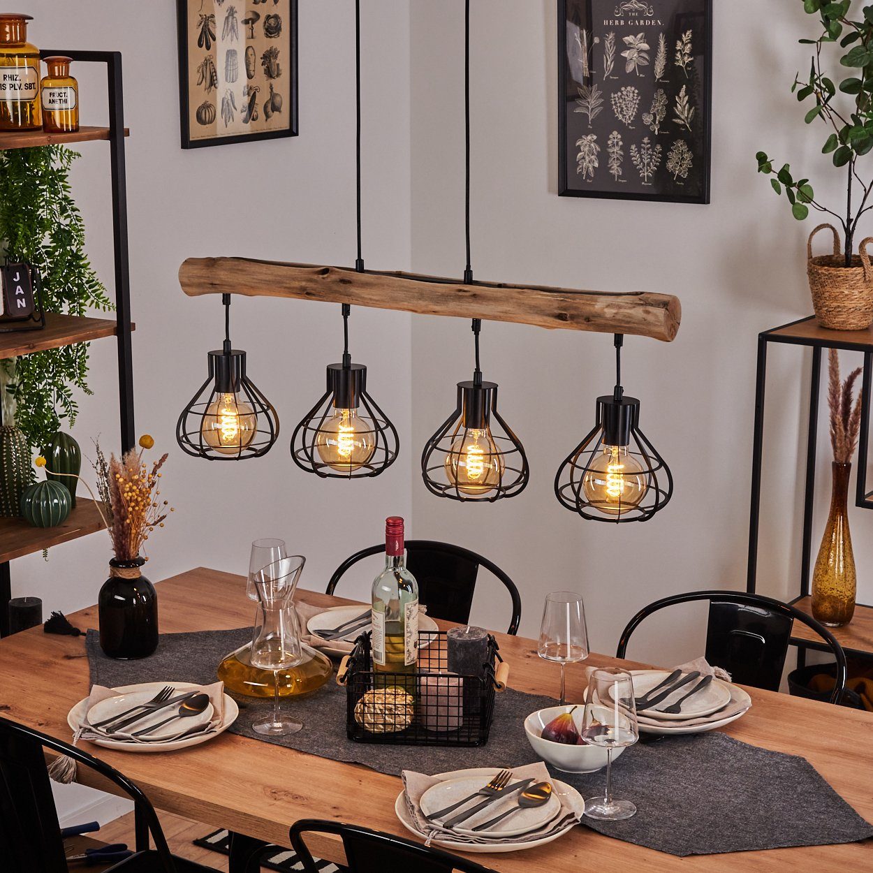 hofstein Pendelleuchte »Vidor« Hängelampe aus Metall/Holz günstig online kaufen