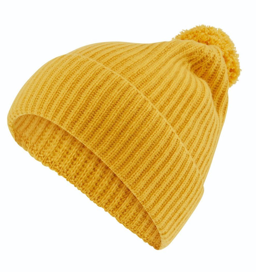 FALKE Strickmütze (Bommel) Unisex - Kaschmir, Bommel - gelb - 1 Stück