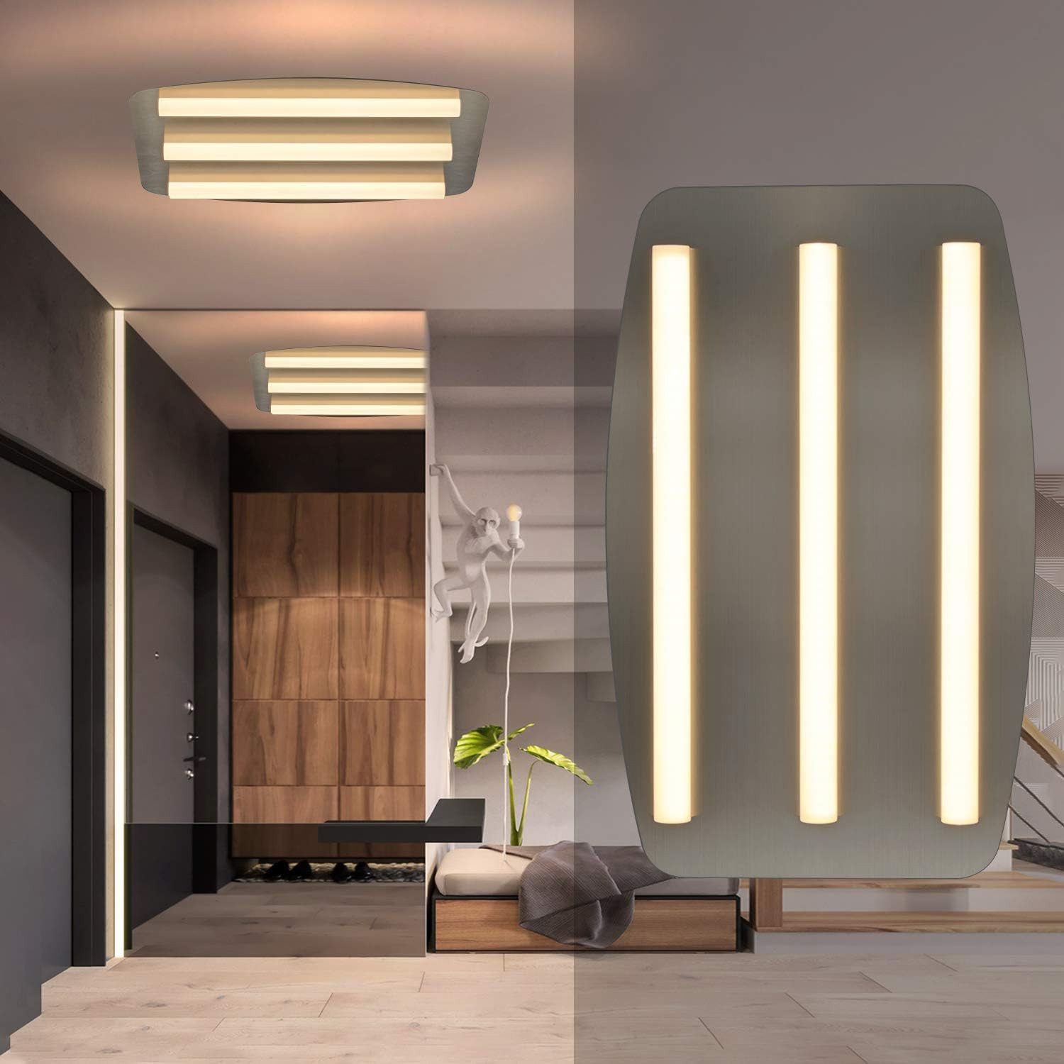 Nettlife LED Deckenleuchte Flur Deckenlampe Grau günstig online kaufen