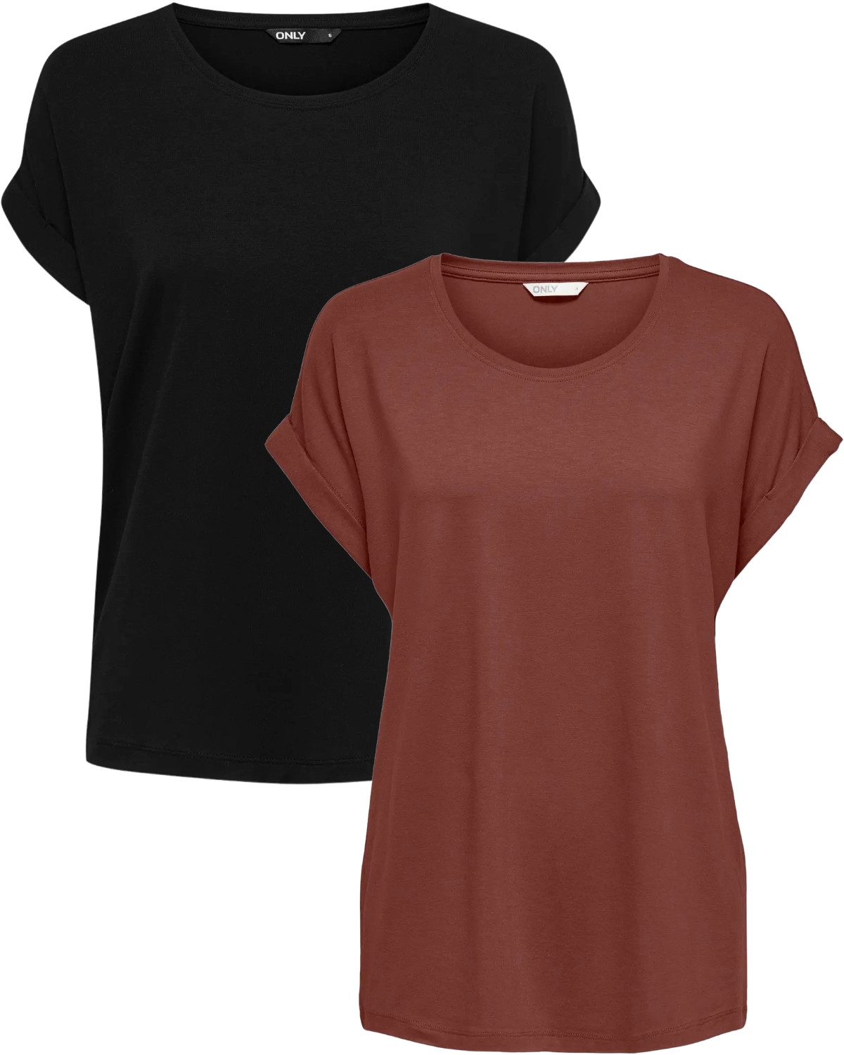 ONLY T-Shirt Stilvolles Basic Shirt mit Rundhalsausschnitt (2er-Pack) unifa günstig online kaufen
