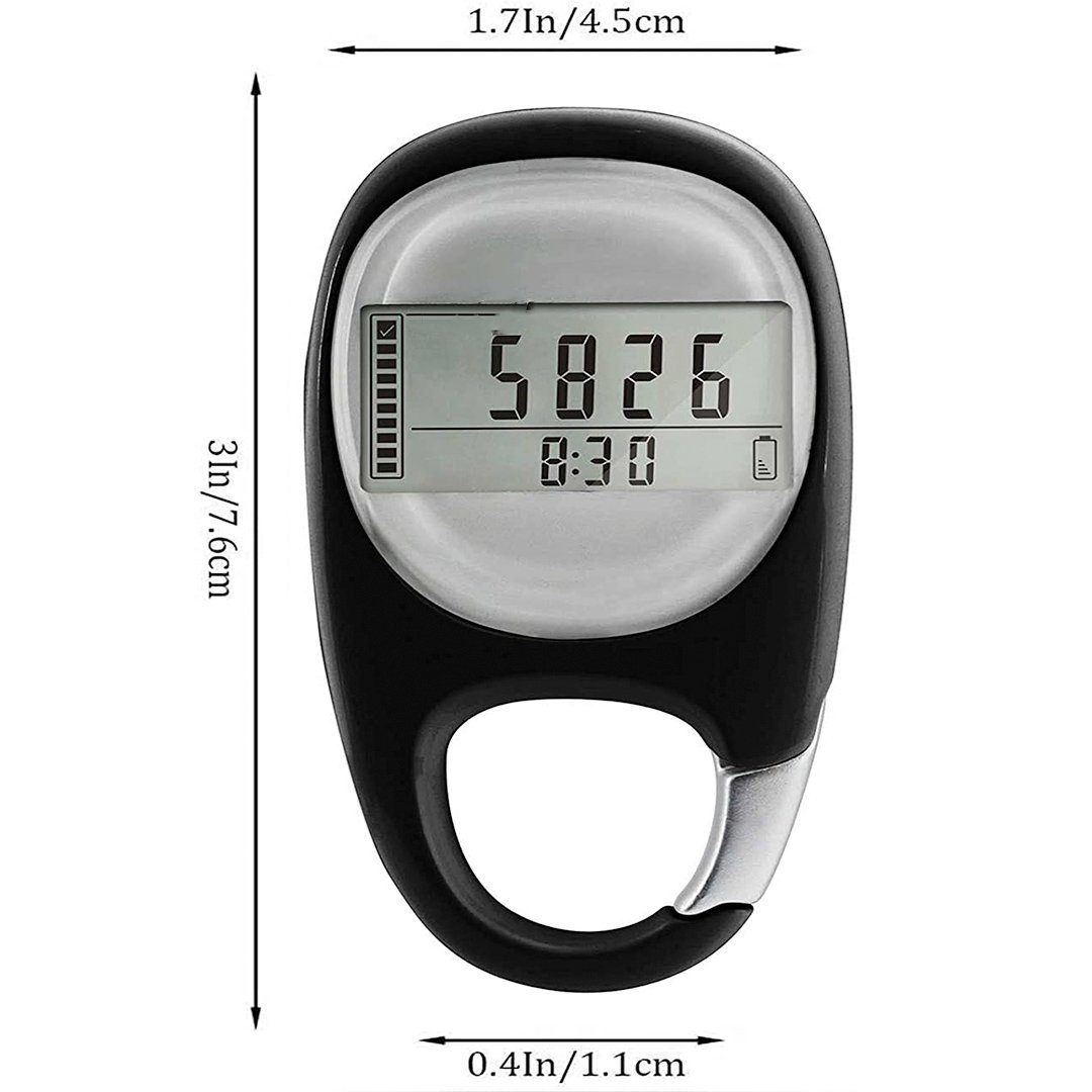 OMMO LEBEINDR Gehen Pedometer mit Clip Accurate Schrittzähler Große LCD-Walking Distance Miles Kalorienzähler Täglich Zielmonitor mit Knopfbatterie Fitnessgeräte 