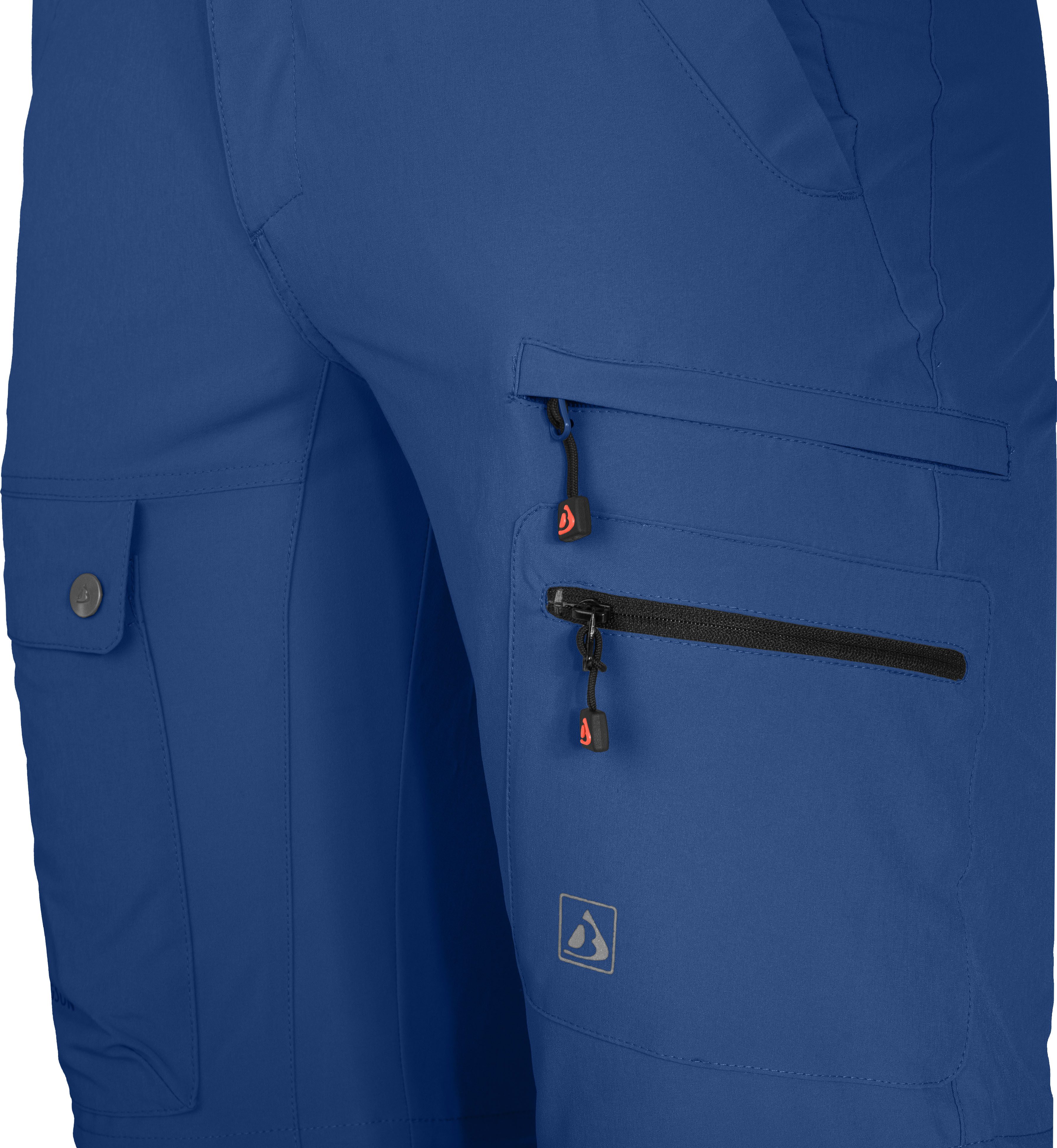 Bergson Outdoorhose FROSLEV Bermuda Zipp-Off Herren Wanderhose, recycelt, elastisch, 7 Taschen, Kurzgrößen, blau