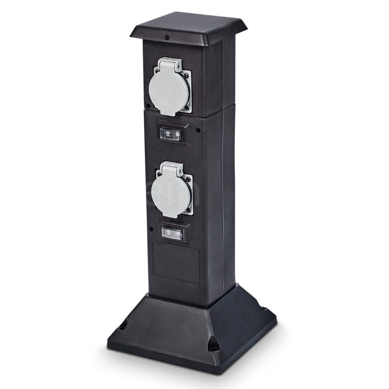 hofstein Gartenleuchte »Gombitelli« Gartensteckdose, Kunststoff, Schwarz/Grau, IP44, Klappdeckel zur Festinstallation