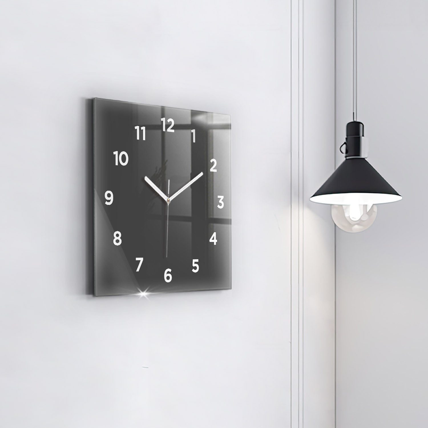 Tulup Wanduhr Glasuhr Modernistische Glaswanduhr 30x30cm Uhr aus gehärtetem Glas