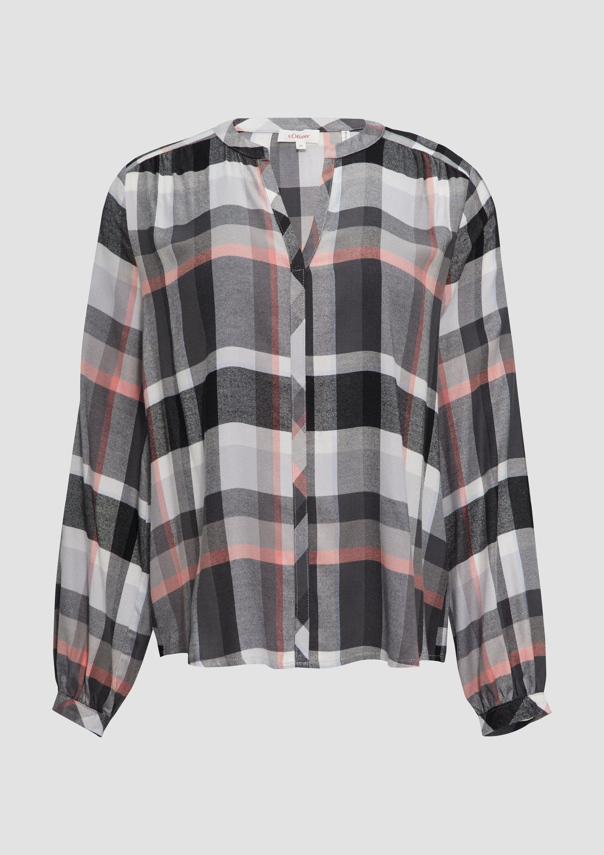 s.Oliver Langarmbluse Bluse Karierte Bluse aus Viskosemix