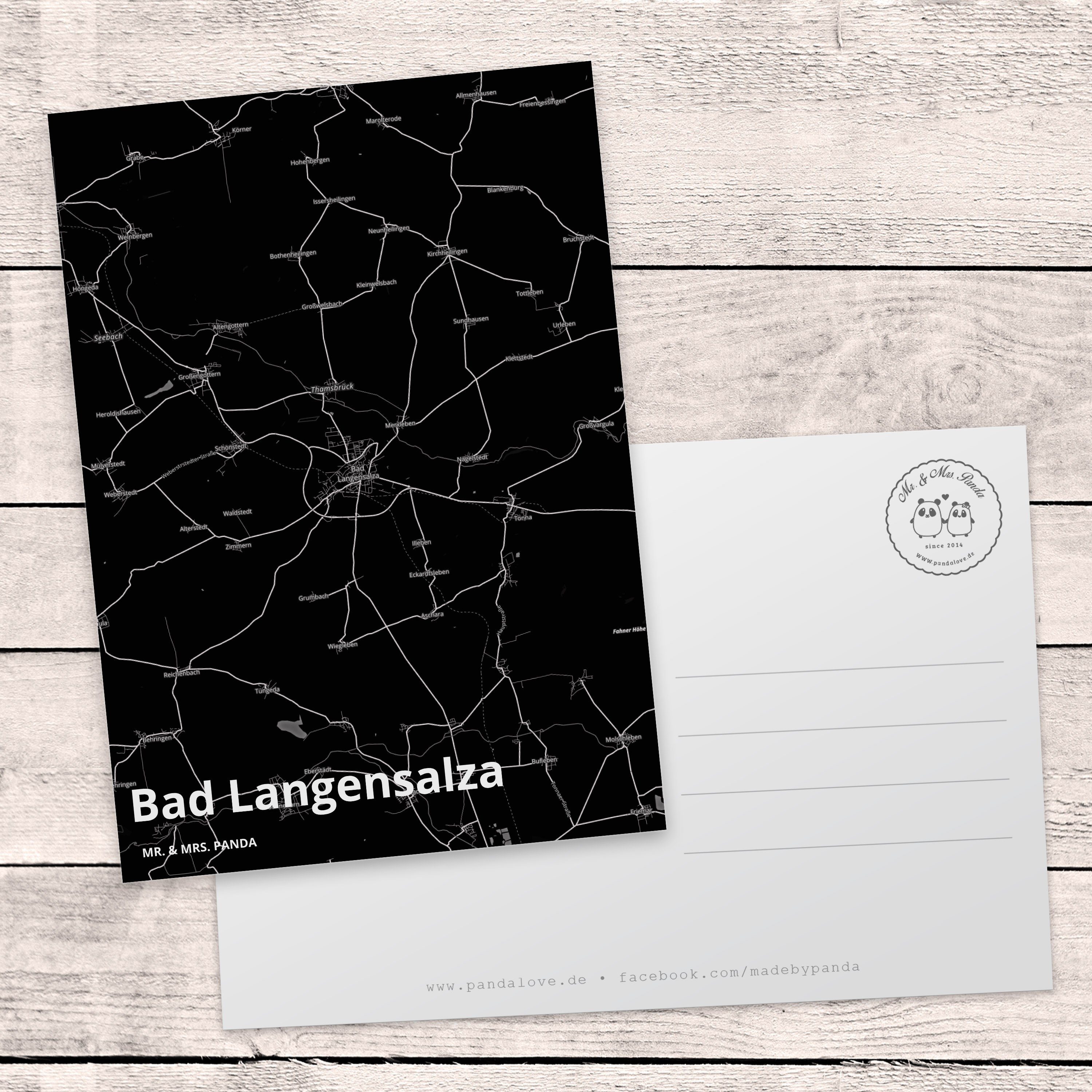 Mrs. Panda Stadt Geschenk, Postkarte Map Bad Landkarte Mr. Grußkarte, Karte - Dorf & Langensalza