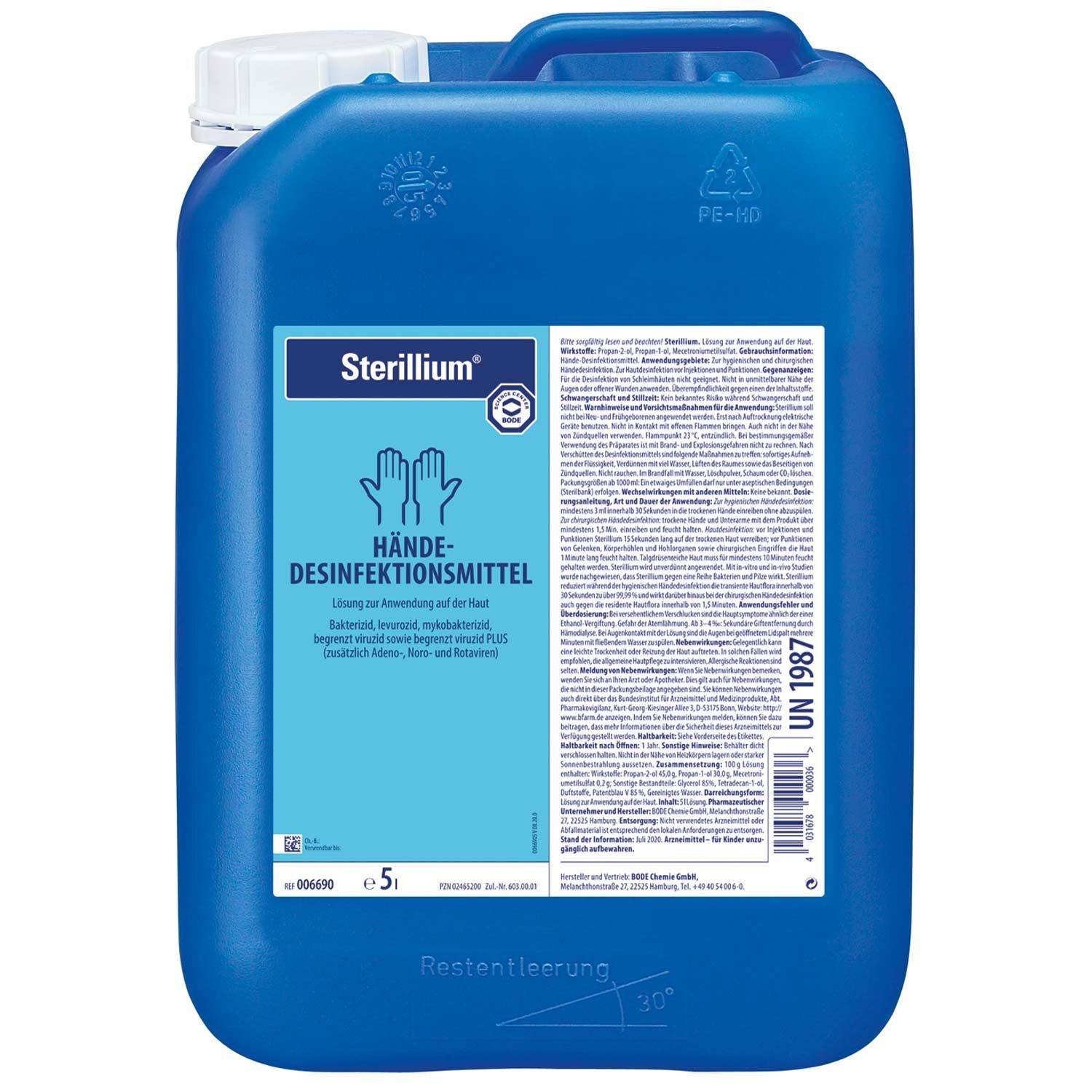 PAUL HARTMANN AG Hartmann Sterillium Händedesinfektionsmittel 5 Liter Kanister Hand-Desinfektionsmittel