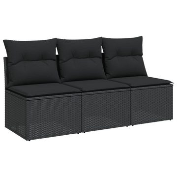 vidaXL Loungesofa Gartensofa mit Kissen 3-Sitzer Schwarz Poly Rattan