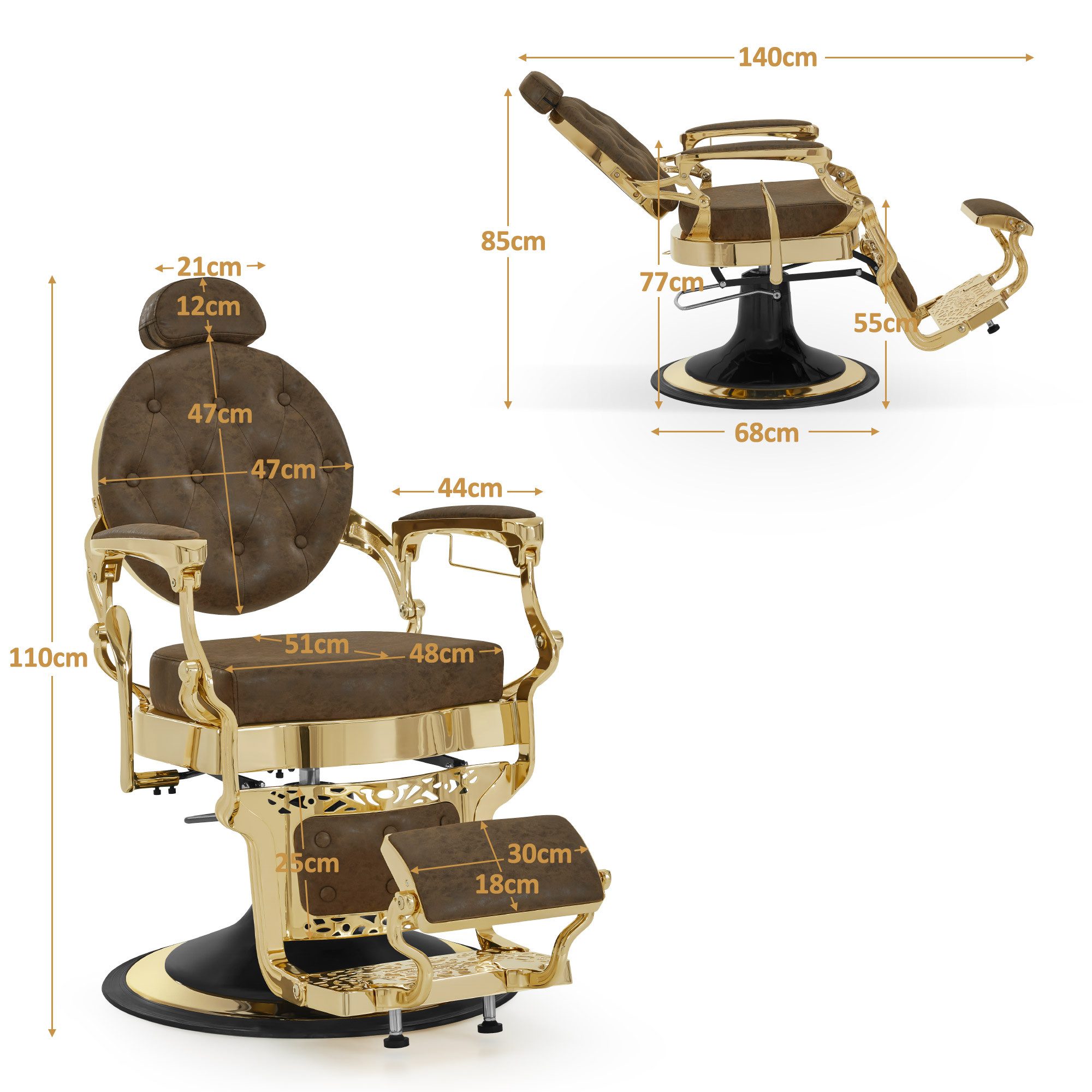 Barberpub Stuhl BarberPub Friseurstuhl Hydraulische Friseursessel 2933-F, mit Kopfstütze Kippbar,drehbar, höhenverstellbarer