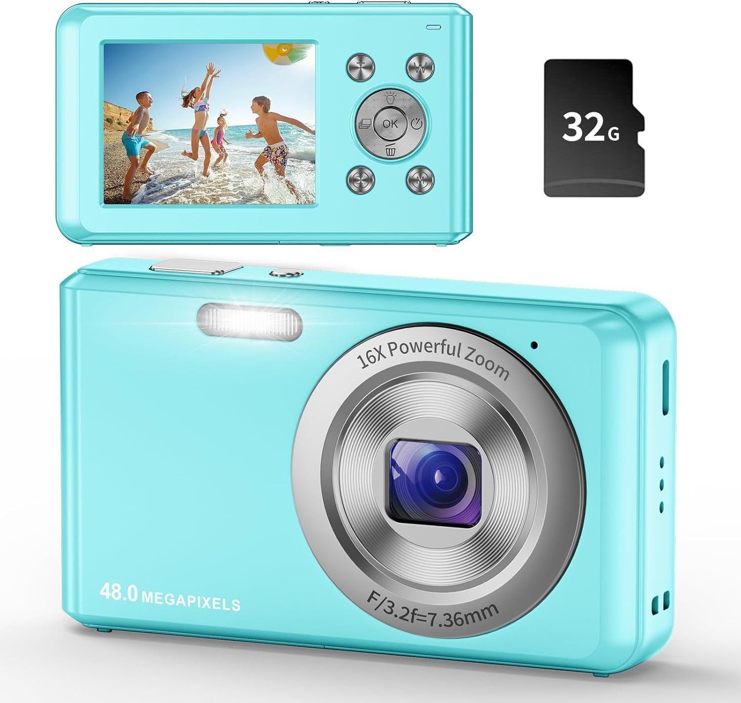 Vivitar Digitalkamera mit 32G Micro SD Karte, 1080P Kinderkamera 44MP HD Kinderkamera (inkl. 44MP HD mit 2,4“ LCD-Bildschirm 16X …