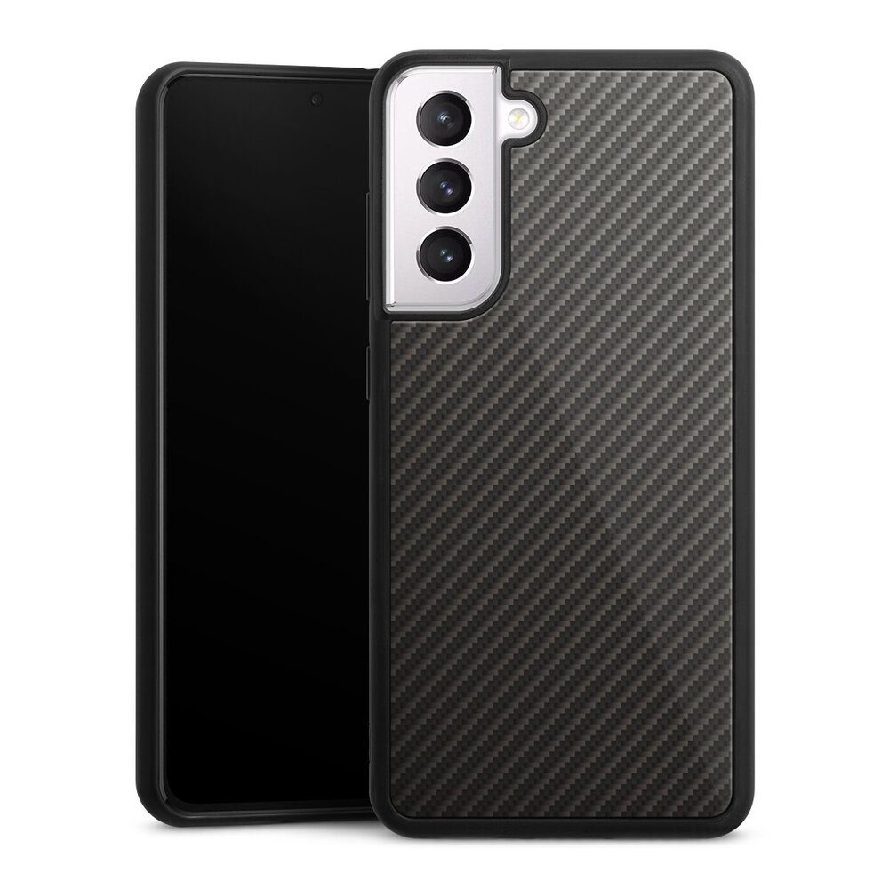 DeinDesign Handyhülle Metallic Look Muster Carbon Carbon, Samsung Galaxy S21 FE 5G Gallery Case Glas Hülle