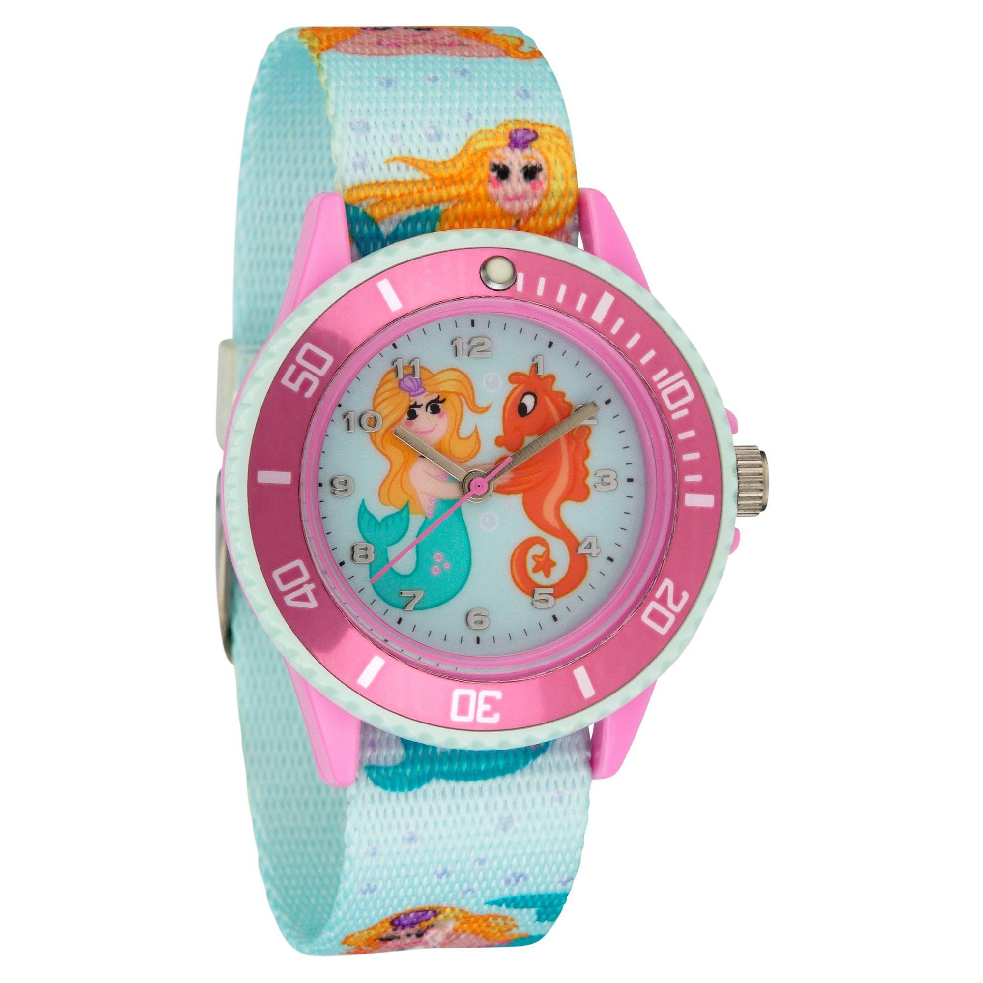 Miraval Quarzuhr Kinderarmbanduhr Textilarmband Schlüsselanhänger, mit Schlüsselanhänger Analog Glas Quarzuhrwerk 35 cm Textil 17 mm