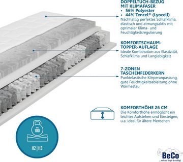 Taschenfederkernmatratze Royal Komfort KS, Beco, 26 cm hoch, komfortable Matratze in 90x200, 140x200 cm und weiteren Größen