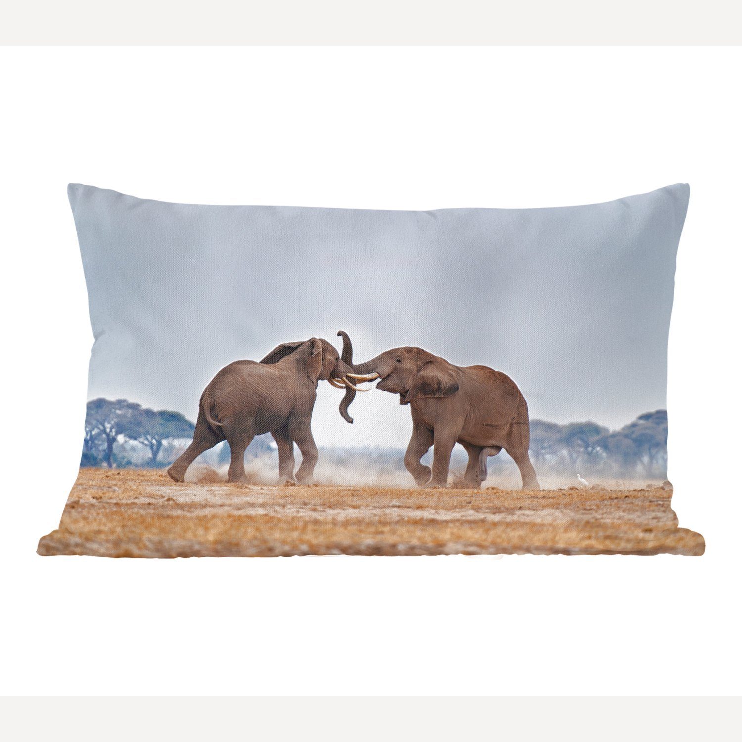 MuchoWow Dekokissen Elefant - Tiere Zierkissen, Füllung, Wohzimmer Dekokissen Dekoration, Schlafzimmer Flachland - Natur, mit 