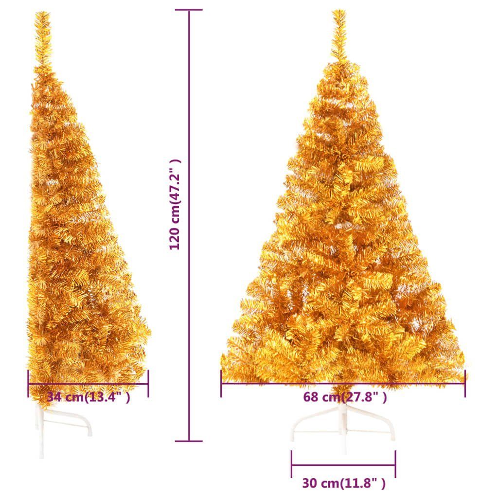 mit cm Ständer furnicato Weihnachtsbaum Halb-Weihnachtsbaum Künstlicher PET Gold 120 Künstlicher