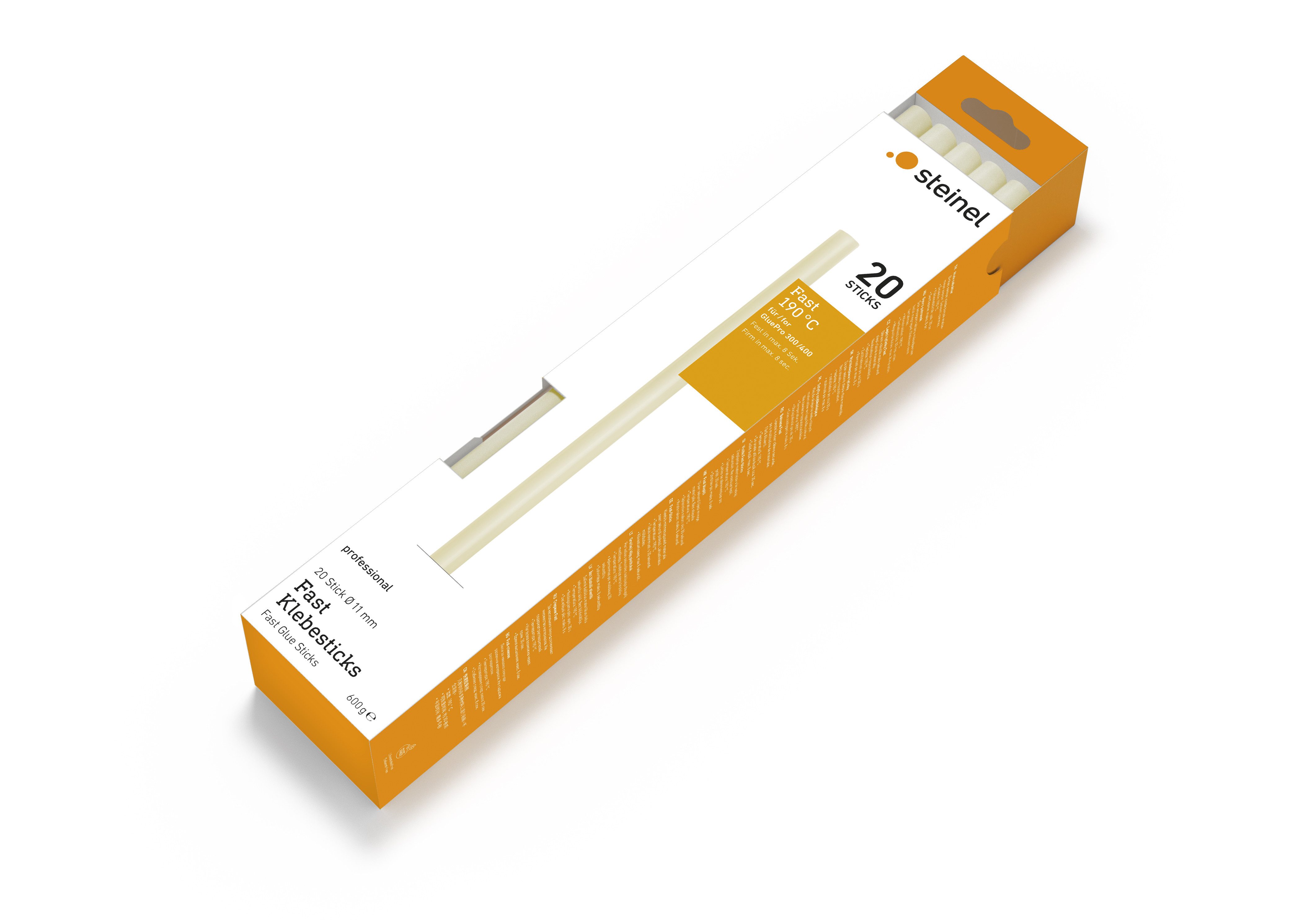 steinel Klebesticks Fast, Ø11 mm, 20x Heißklebe-Patronen, Schnellaushärtender Schmelzkleber