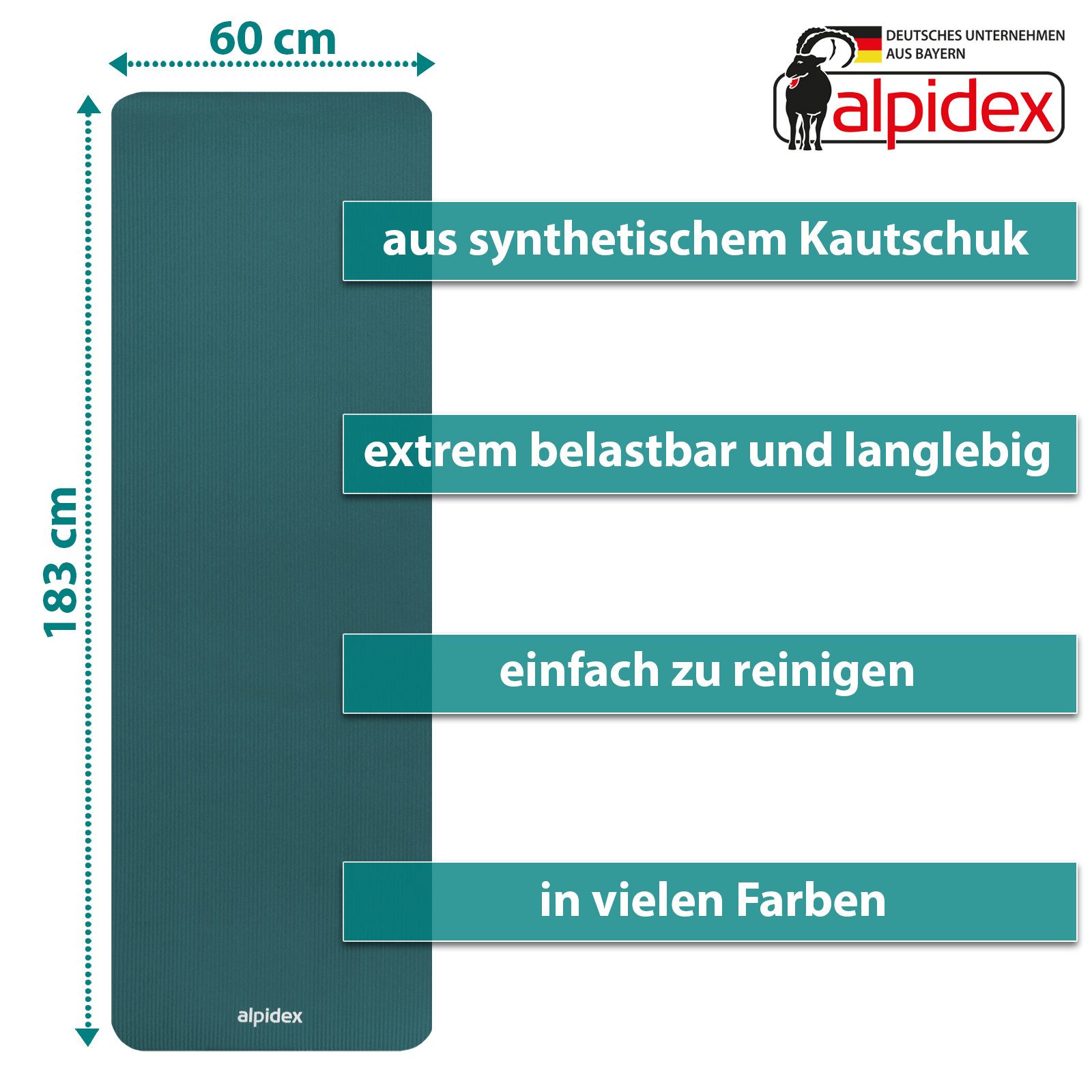 ALPIDEX Yogamatte ALPIDEX Yogamatte 183 x 60 x 0.8 cm – Bild 4 von 5