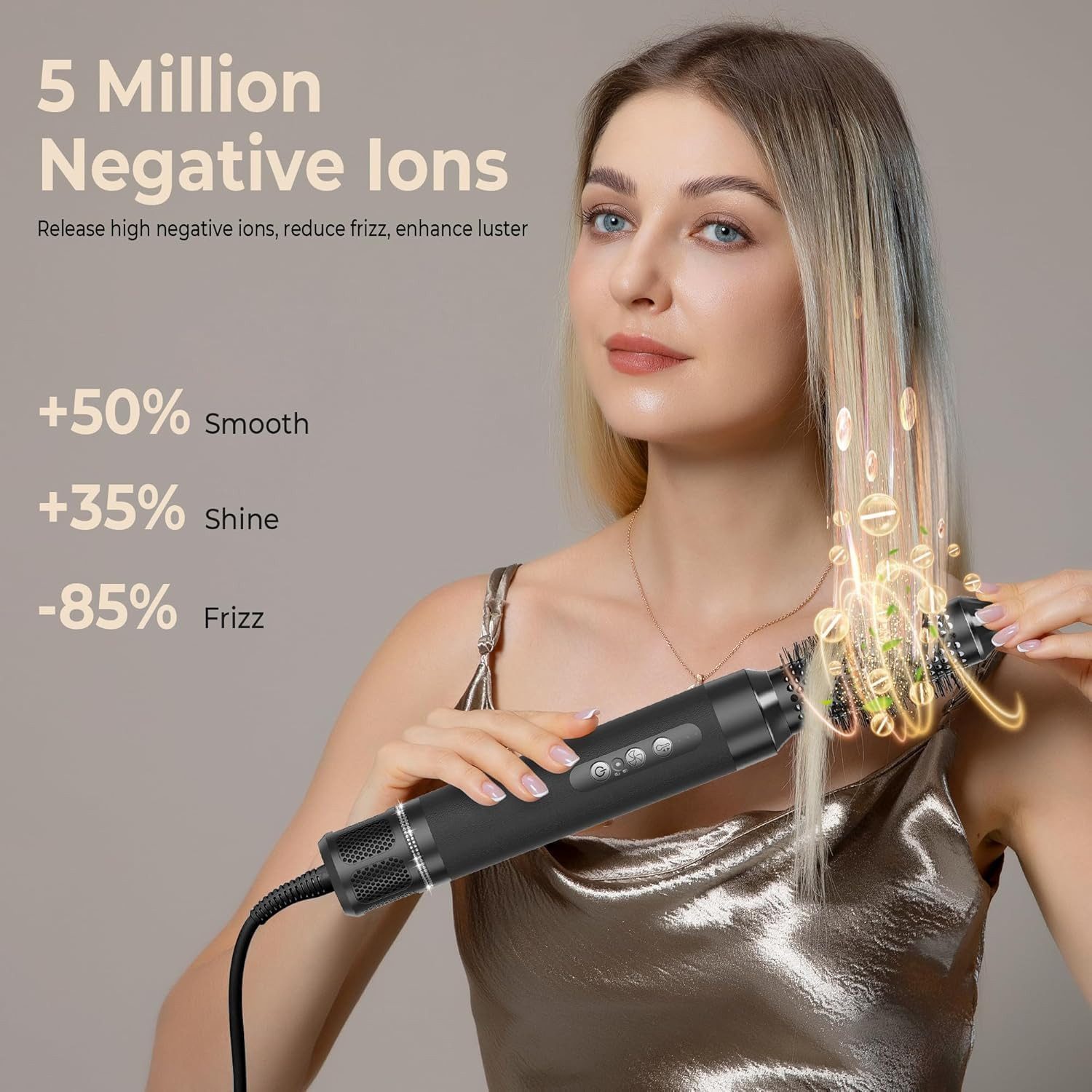 MOPUEA Haartrockner 7 IN 1 Warmluftbürste Hair Styler für Alle Haartypen, 7-in-1 Haarstyler mit Warmluftbürsten und wechselbaren Aufsätzen, 110000 U/min Motor, Negative Ionen, 3 Temperaturen, 3 Stufen