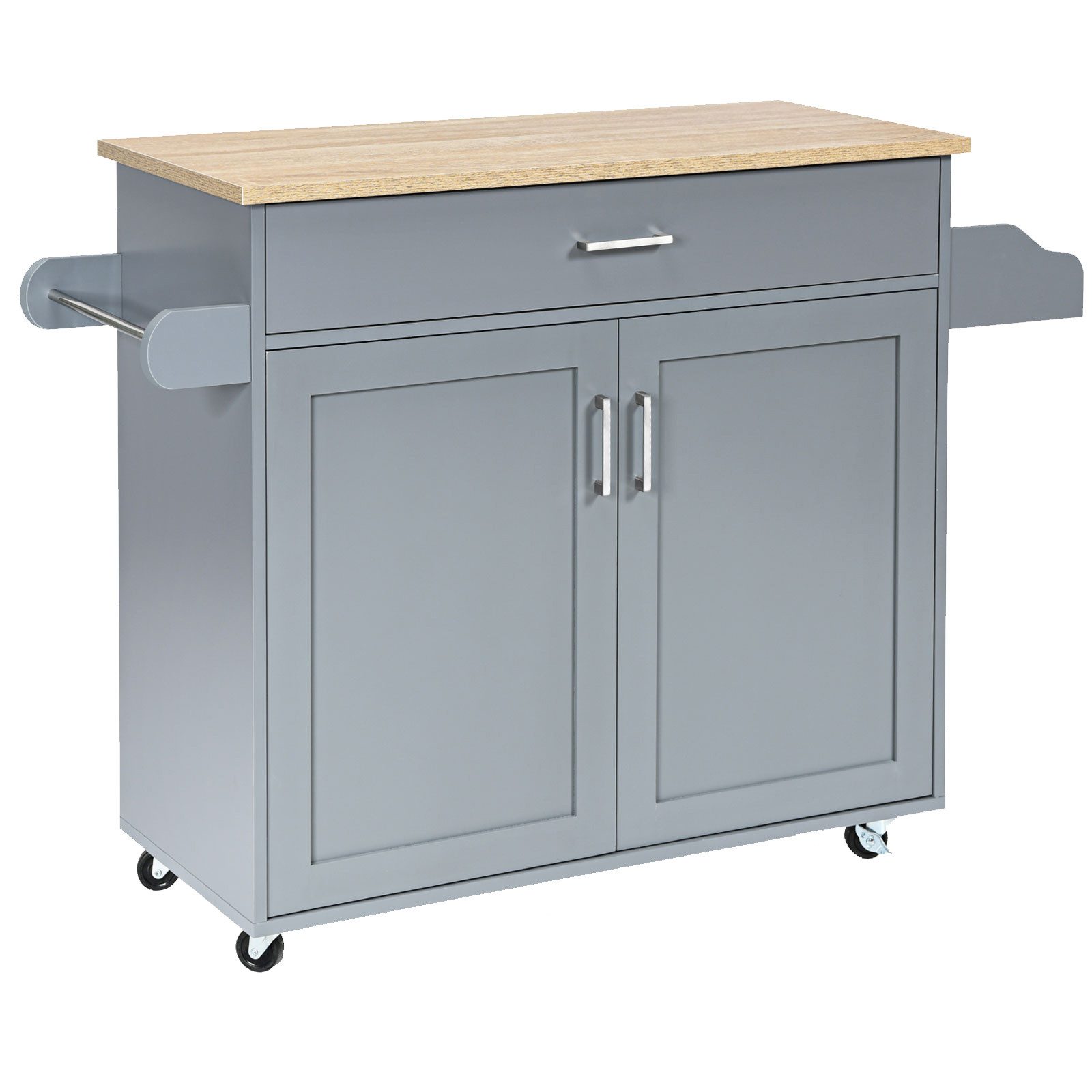 COSTWAY Küchenwagen, Servierwagen mit Arbeitsplatte & Handtuchhalter, Rolle günstig online kaufen