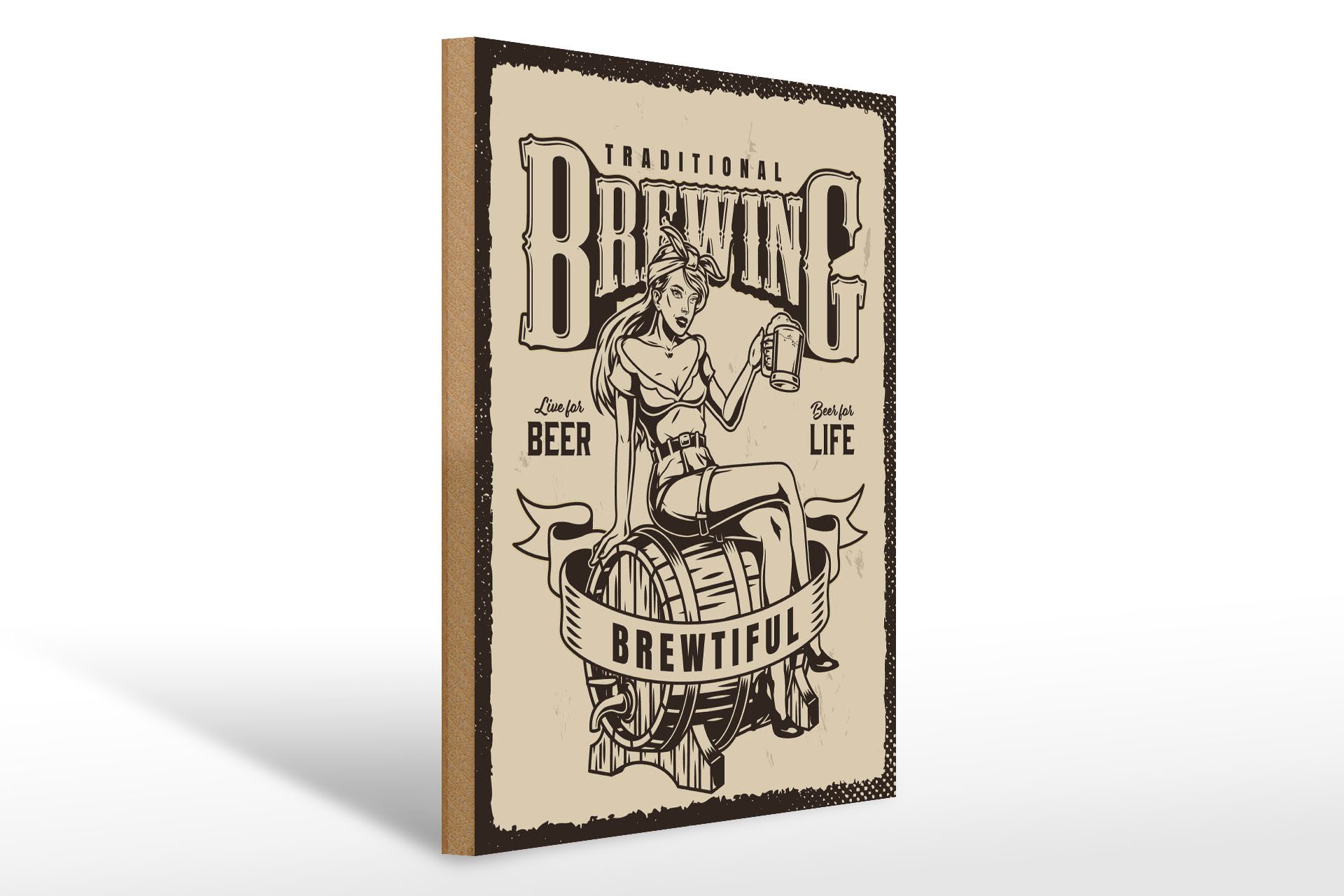 Holzbild Spruch Traditional Brewing live for Beer 30x40cm