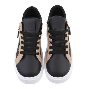 Ital-Design Damen Low-Top Freizeit Sneaker (86016630) Keilabsatz/Wedge Sneakers Low in Schwarz