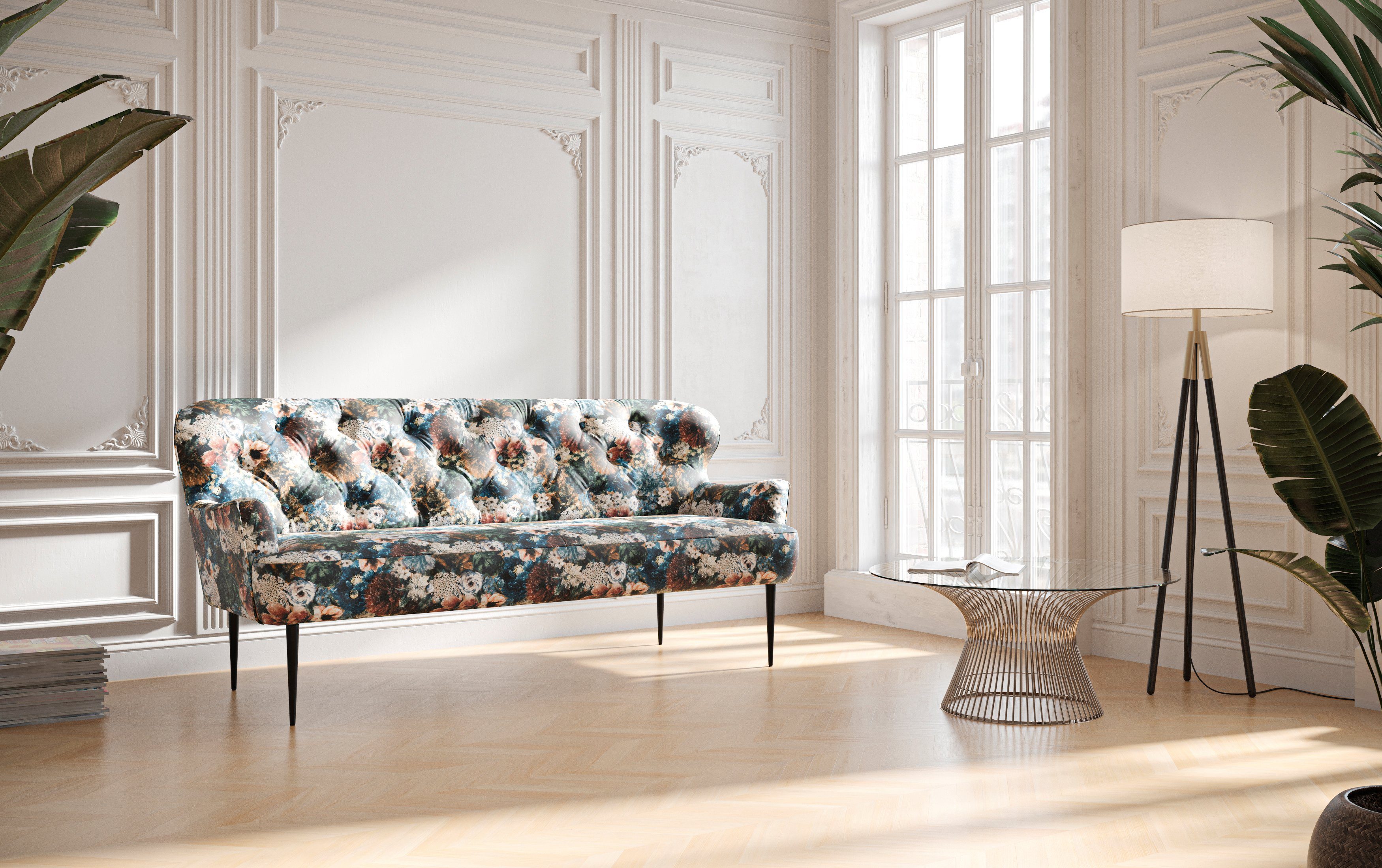 Places of Style 3-Sitzer Amber, mit Knopfheftung,in verschieden Stoffarten