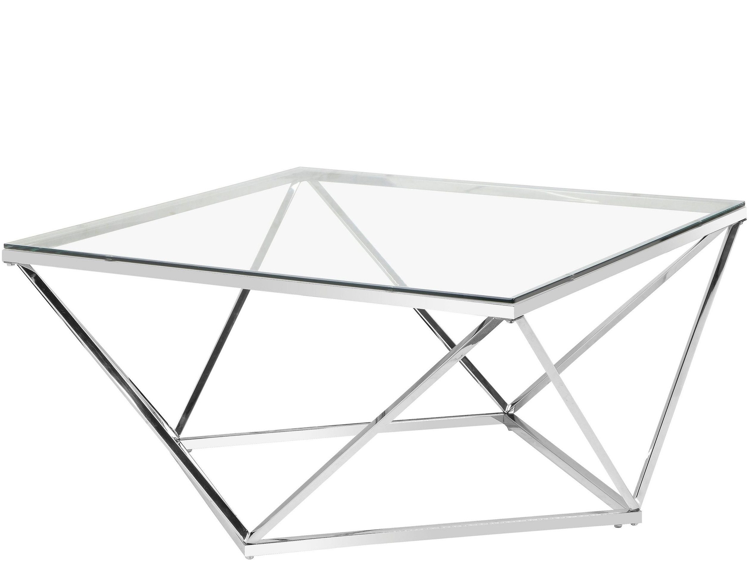 loft24 Couchtisch Remee, Wohnzimmertisch quadratisch, Glastisch, Chromgeste günstig online kaufen