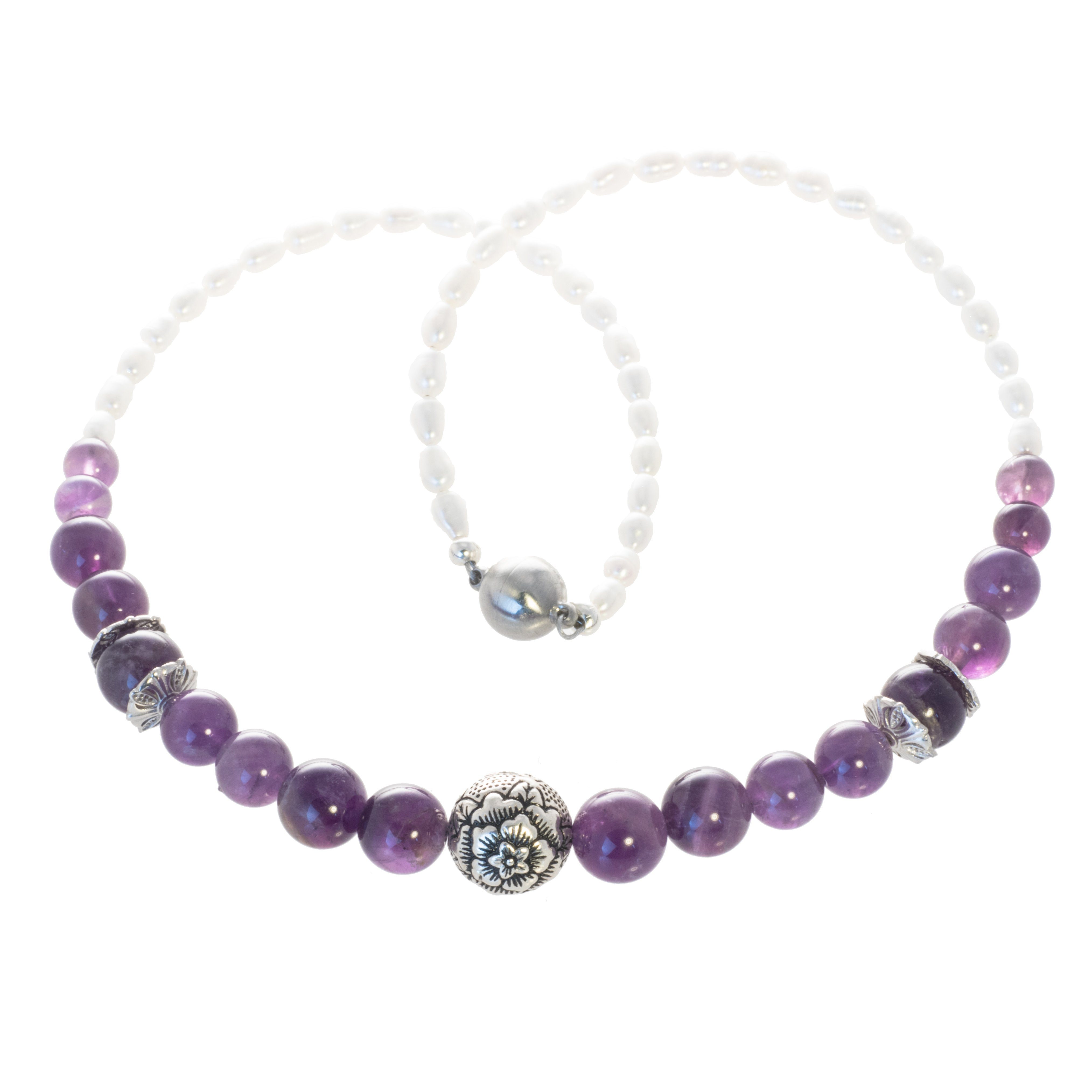 Perlenkette Kette mit Amethyst und Süßwasser günstig online kaufen