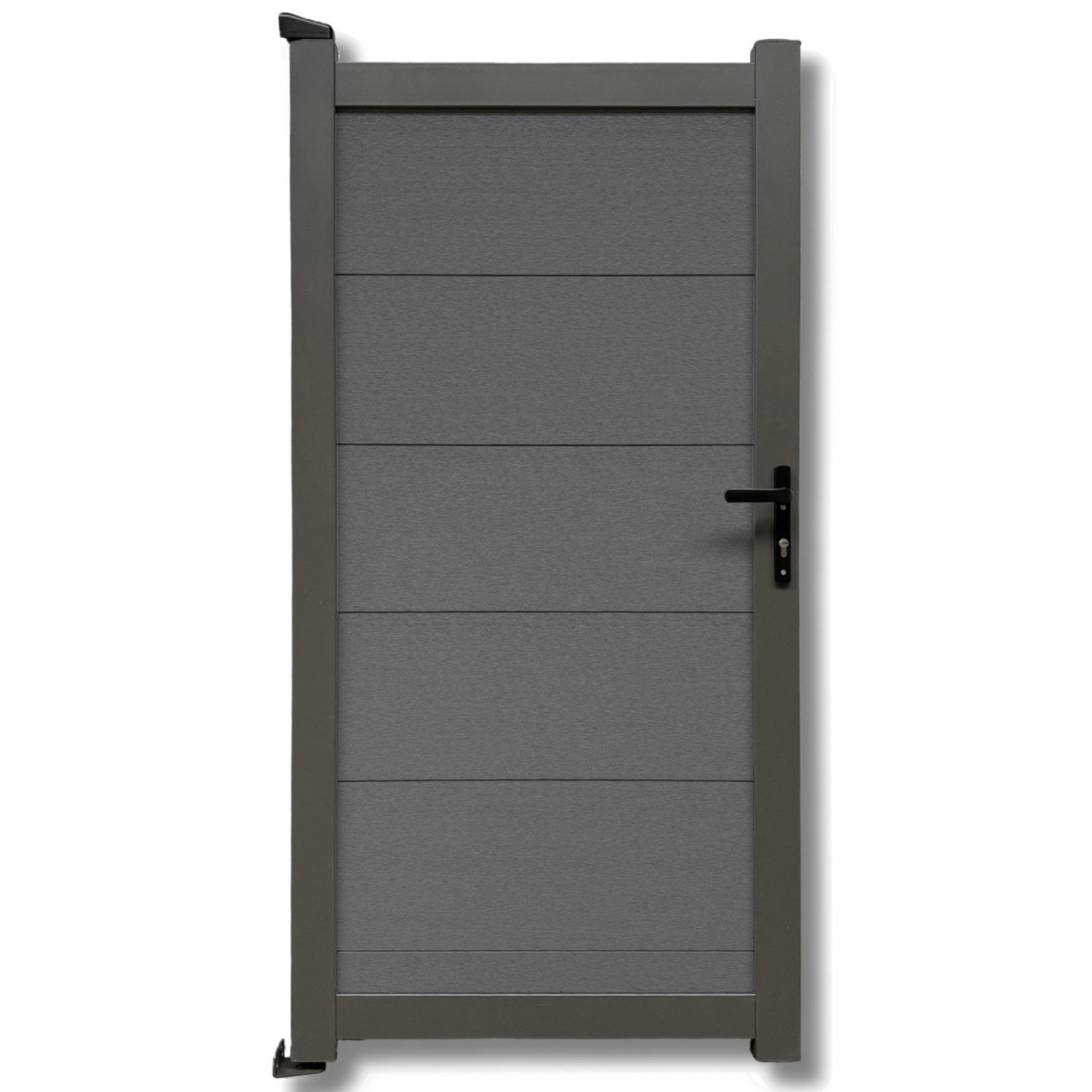 WPC Profi Zauneinzeltür XL Aluminium Garten Zaun Gartentor Alu Anthrazit massiv 90X180 cm, (Komplettset, mit Befestigung, Schloss, Anschlagschiene)
