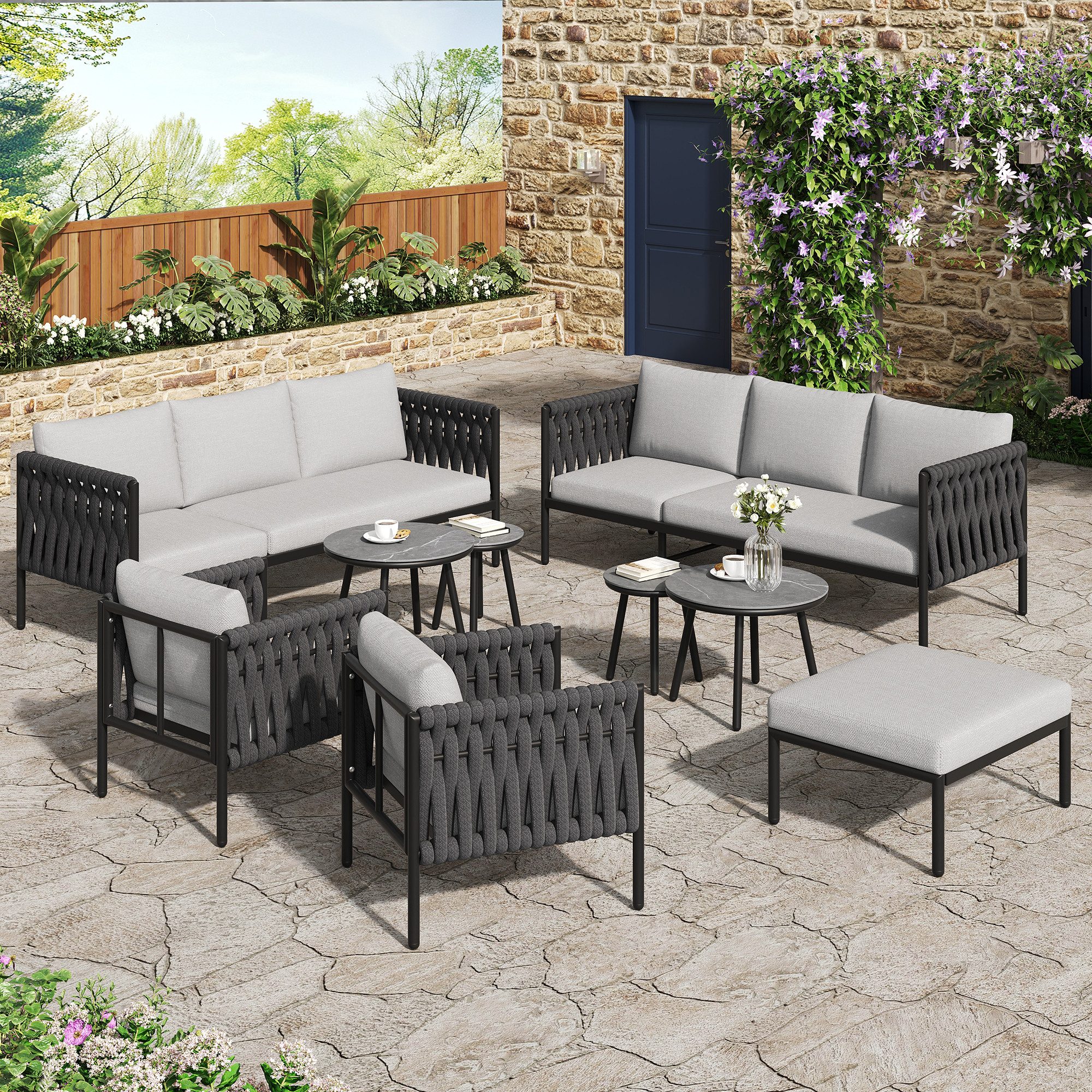 MODFU Gartenlounge-Set wetterbeständig, wasserabweisend, (Garten-Lounge-Set günstig online kaufen