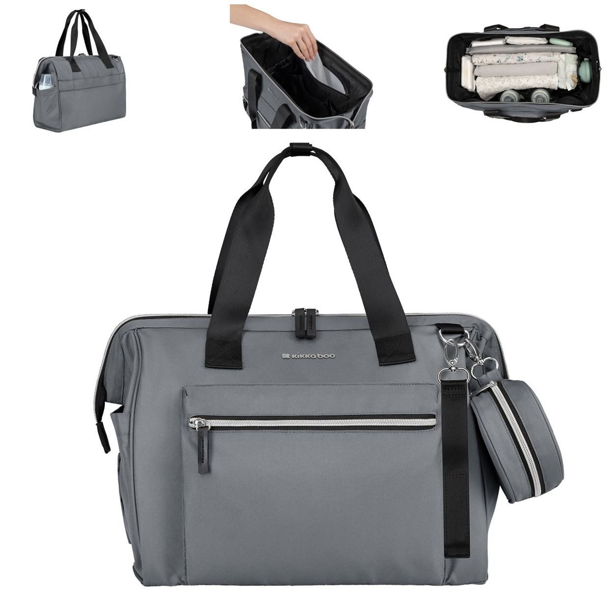 Kikkaboo Wickeltasche Maxi (1-tlg), Wickelunterlage, kleine Tasche, Reißverschluss, großes Hauptfach