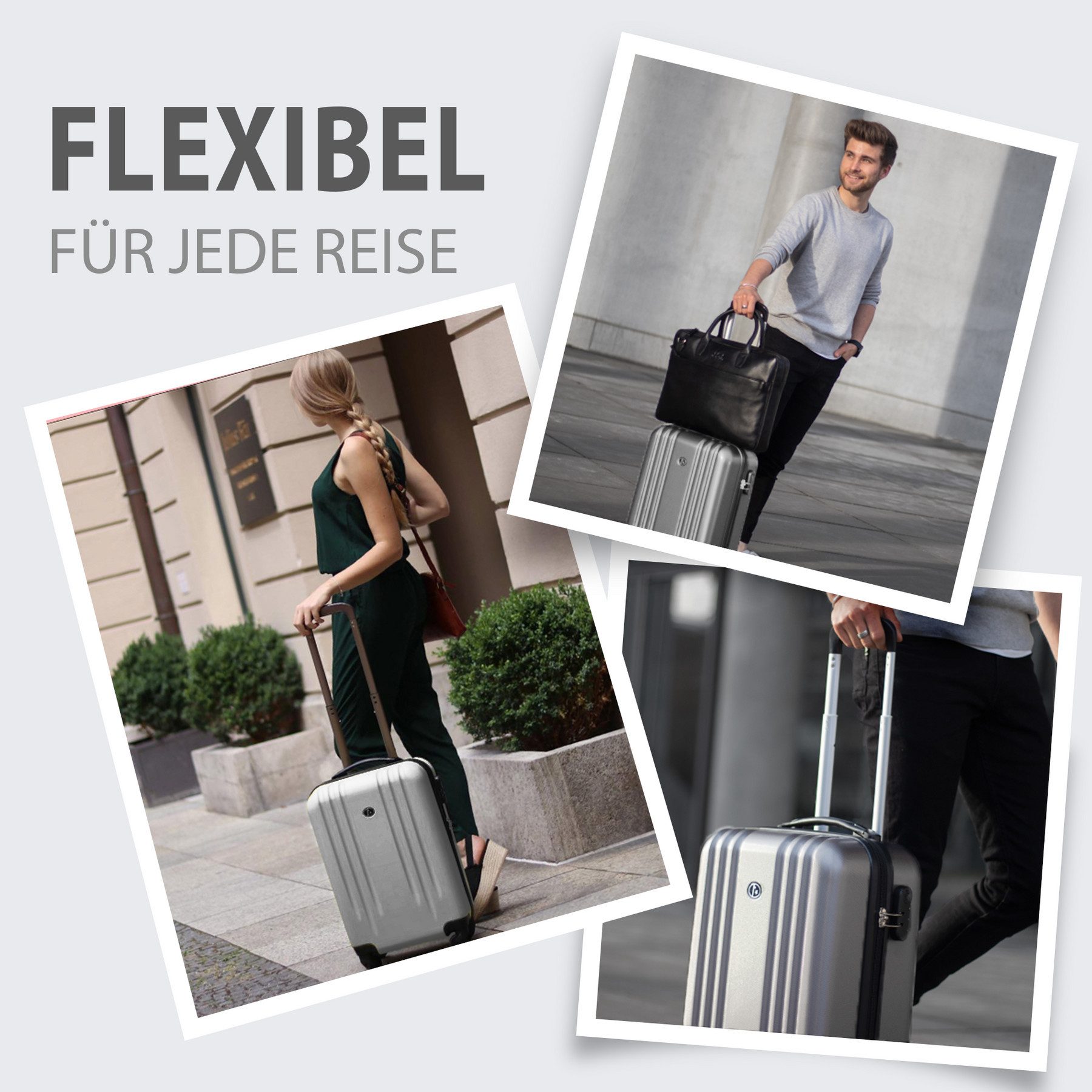 FERGÉ Kofferset Hartschale 3 teilig Koffer Set Marseille, 4 Rollen, (3er Kofferset stabil und leicht mit Zahlenschloß, 3 tlg., Hartschalen-Trolley Set 3 Größen Handgepäck Koffer M XL), Trolley 3er Koffer Set, Reisekoffer 4 Rollen, Premium Rollkoffer