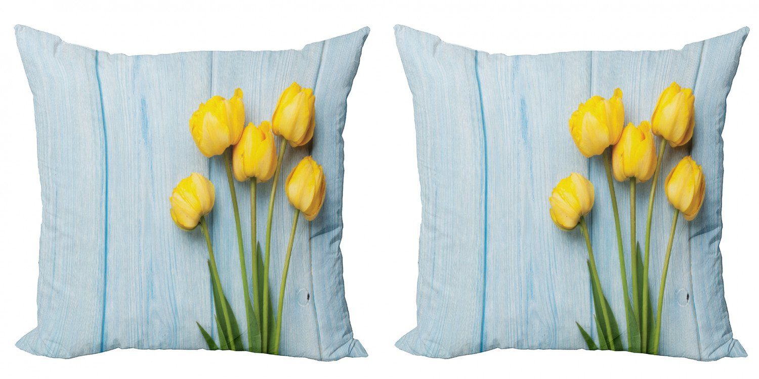 Kissenbezüge Modern Accent Doppelseitiger Digitaldruck, Abakuhaus (2 Stück), Tulpe Gelbe Blumen Rustikal