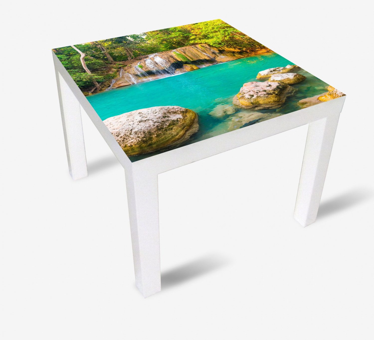 Wallario Tischplatte Paradiesischer Wasserfall (1 St), für Ikea Lack Tisch geeignet